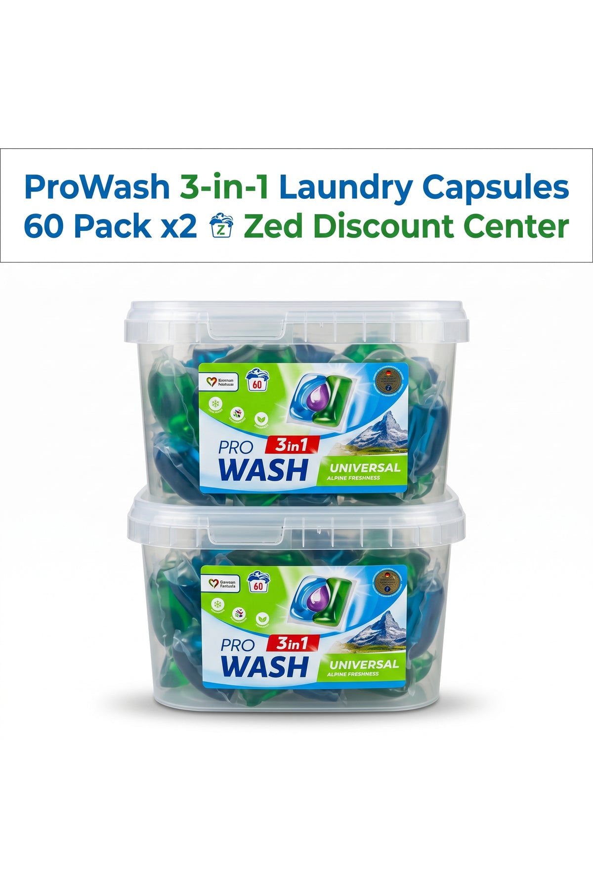 3-in-1 Universal Alpine Freshness Laundry Capsules 60 Pack x2