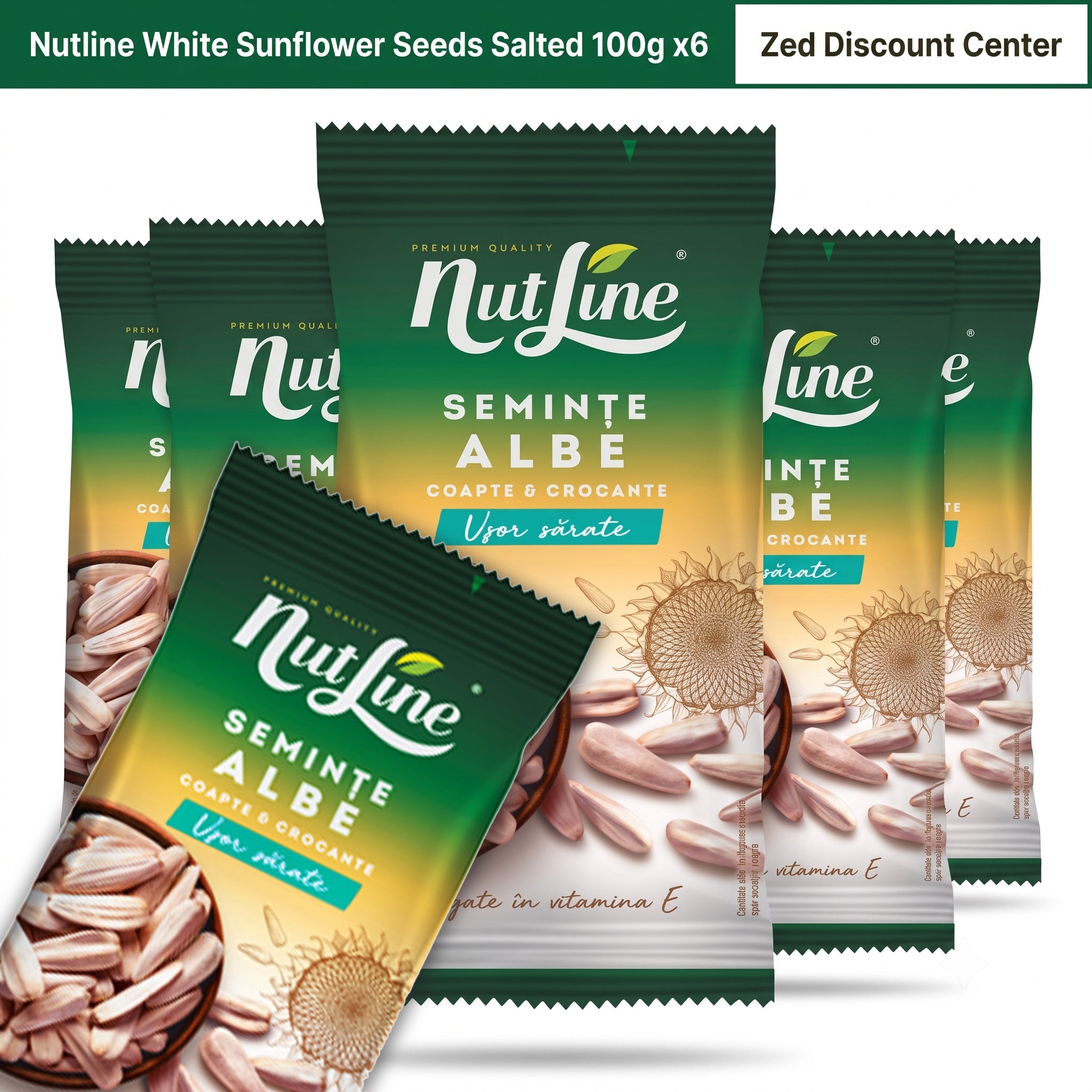 Nutline White Sunflower Seeds Salted 100g x6