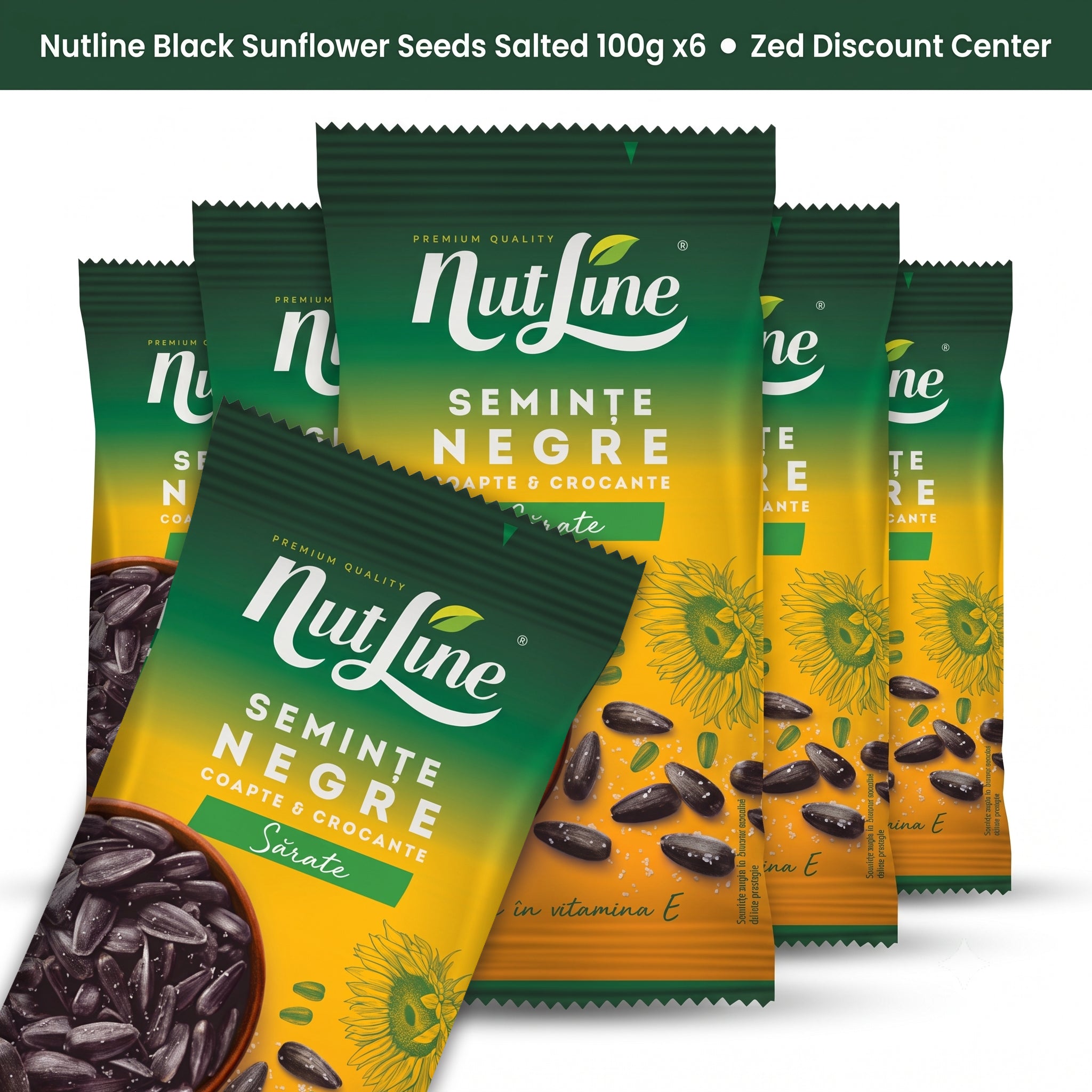 Nutline Black Sunflower Seeds Salted 100g x6
