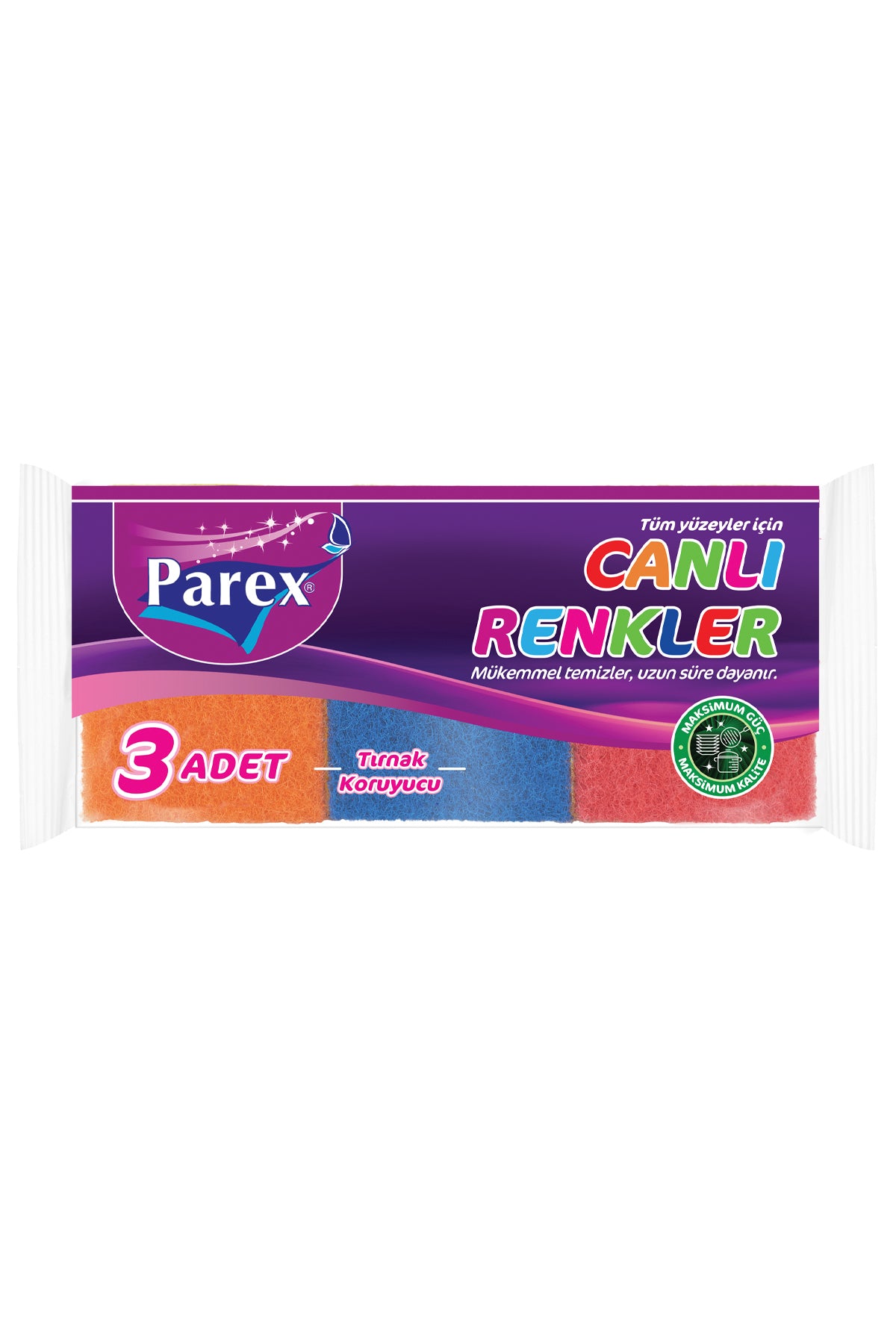 Canlı Renkler Oluklu Sünger 3'Lü