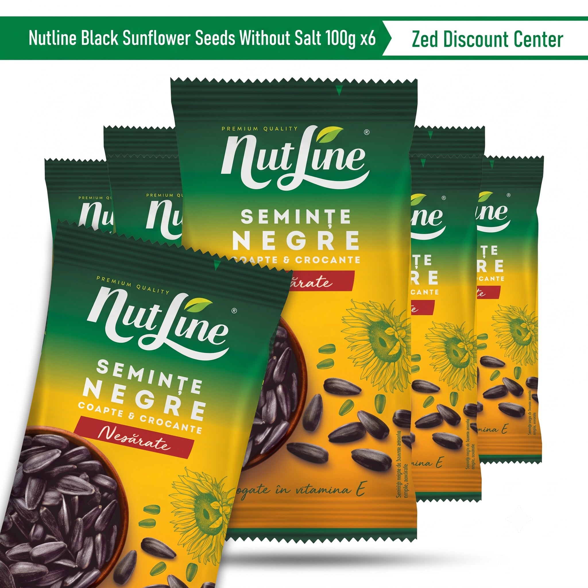 Nutline Black Sunflower Seeds Without Salt 100g x6