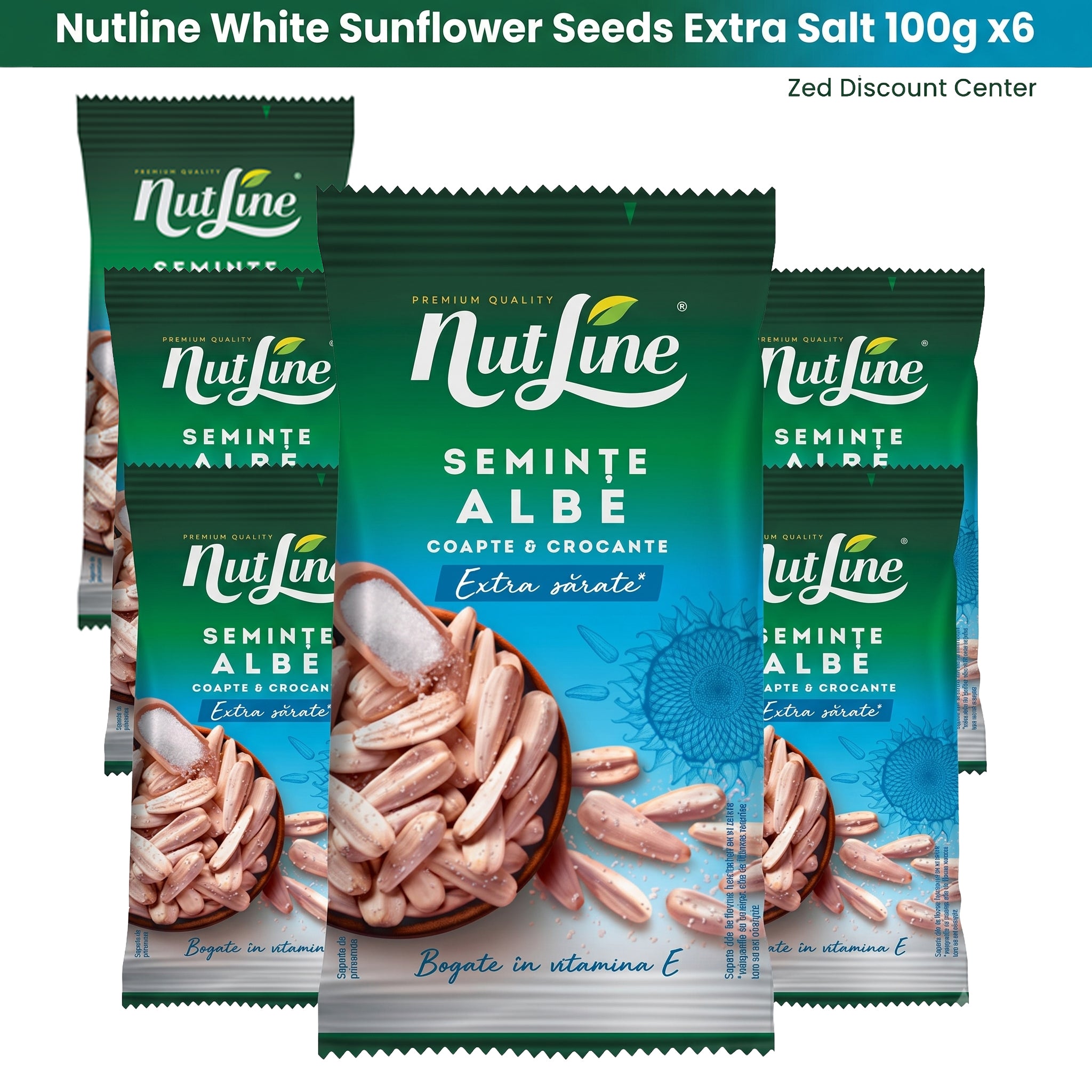 Nutline White Sunflower Seeds Extra Salt 100g x6