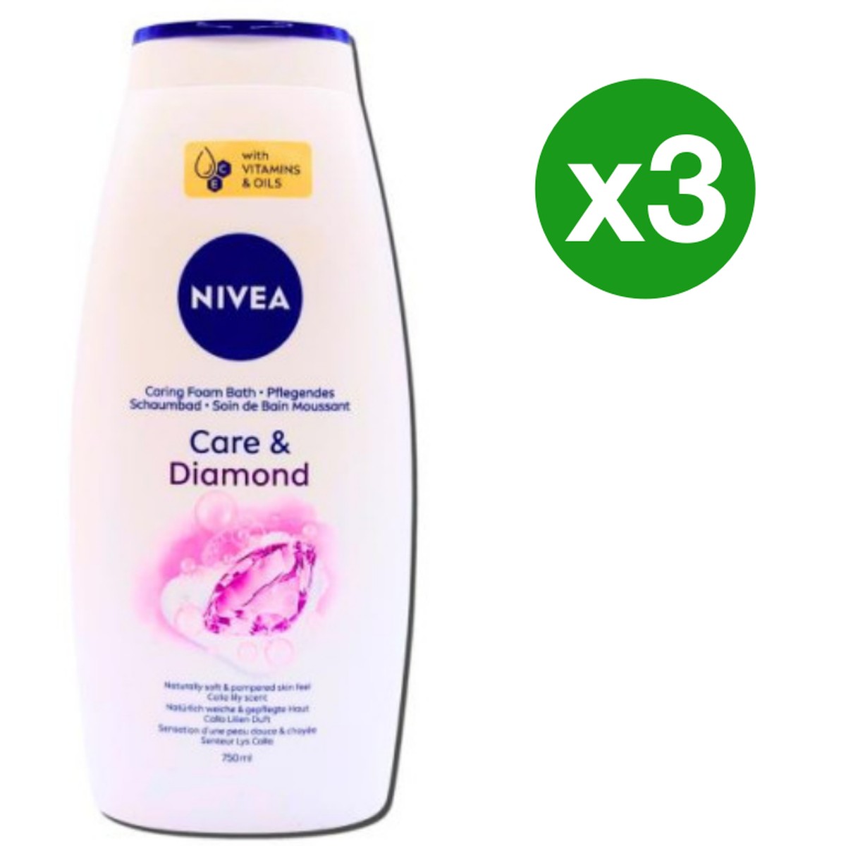 NIVEA BATH FOAM CARE & DIAMOND 720ml x3