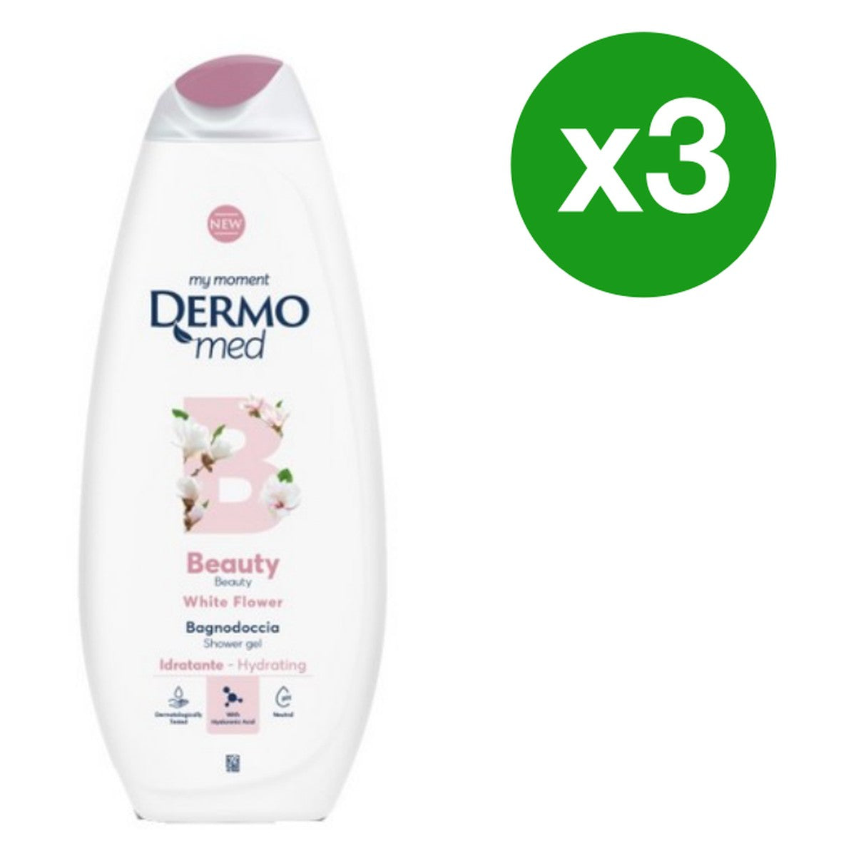 Dermomed White Flower Moisturizing Shower Gel 650ml x 3