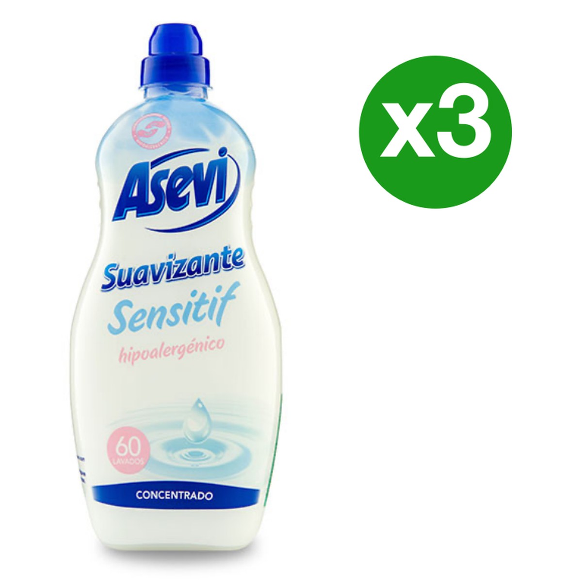 ASEVI SENSITIVE FABRIC CONDITIONER 60 washes, 1.44 L x 3