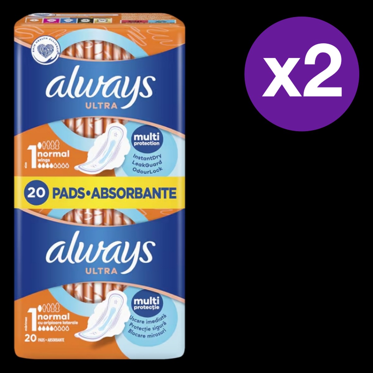 Absorbents Always Ultra Normal Duo Pack, 20 pcs x 2