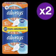 Absorbents Always Ultra Normal Duo Pack, 20 pcs x 2