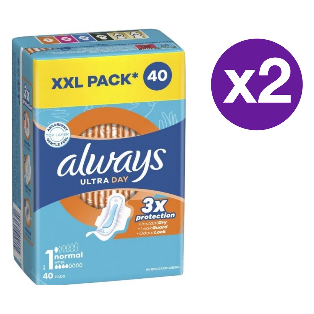 Absorbents Always Ultra Normal Quattro Pack, 40 pcs x 2