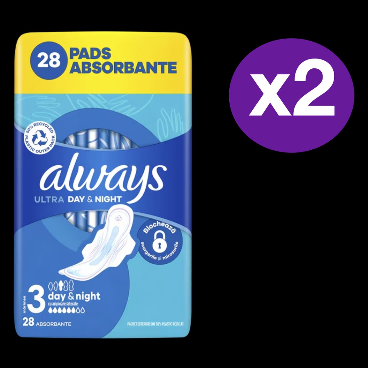 Absorbents Always Ultra Night Quattro, 28 pcs x 2