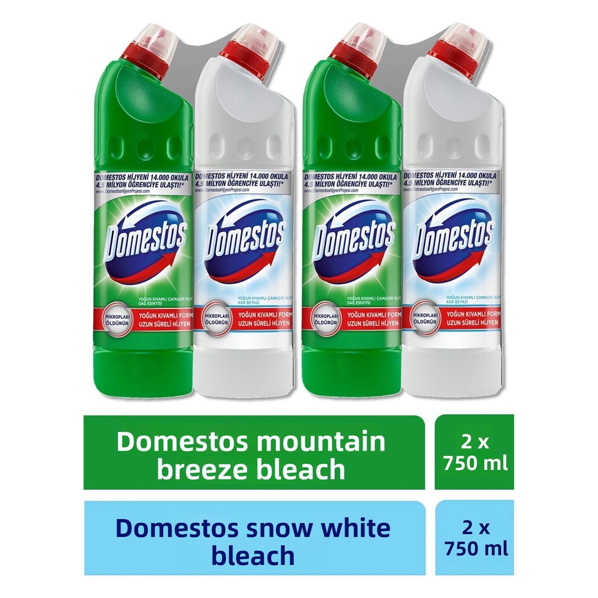 Bleach 750 ml X 4 Pieces (Mountain Breeze 750 ml x 2 Pieces + Snow White 750 ml x 2 Pieces)