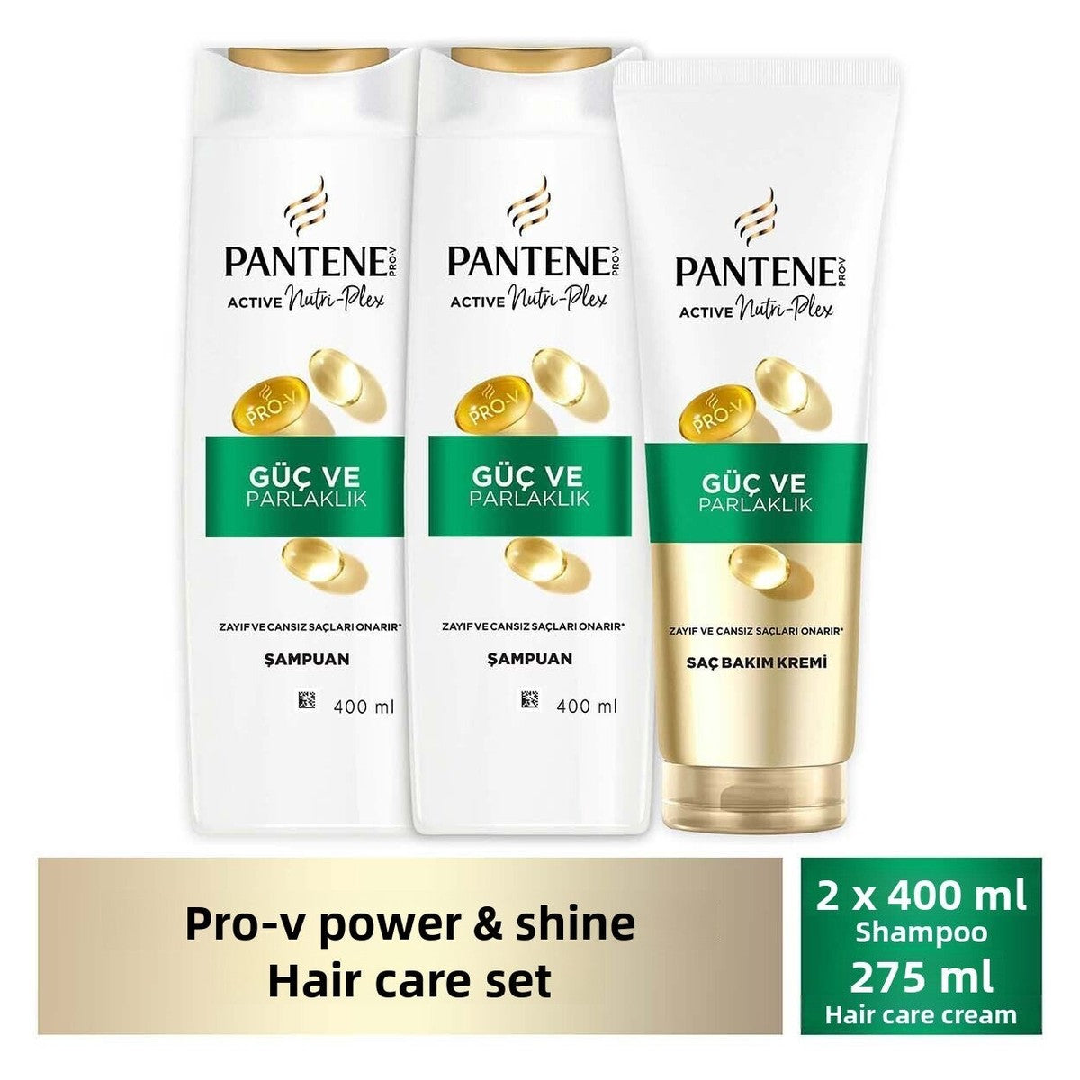 Care Set for Weak and Dull Hair, Strength & Shine Shampoo 400ml X 2, Conditioner 275ml