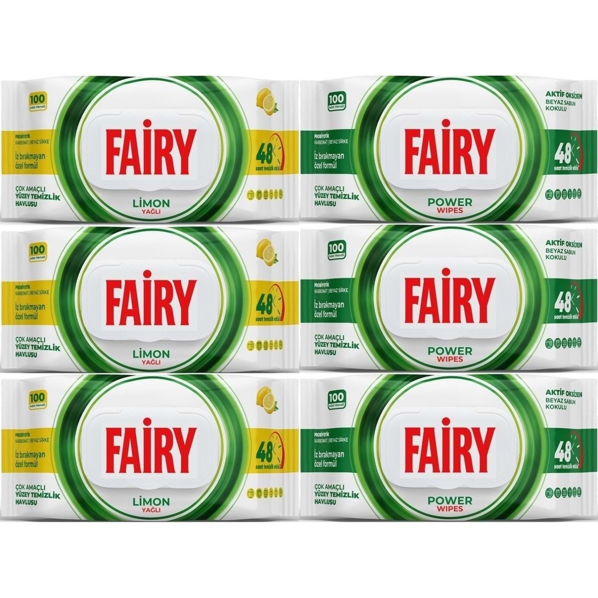 Surface Cleaning Towel 100 Sheets Lemon Oil & Active Oxygen (Set of 6) 600 Sheets Mixed