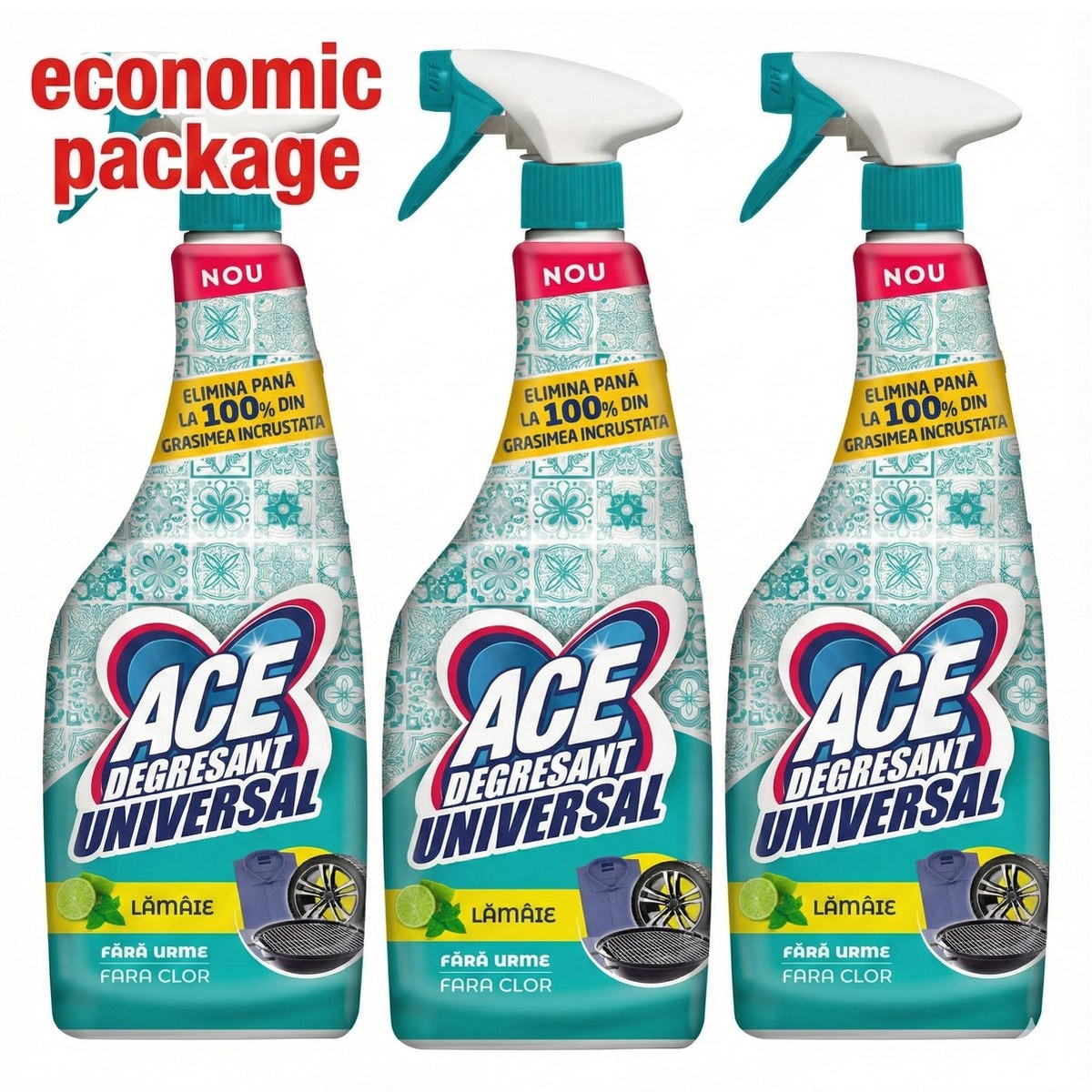 Universal, detergent, lemon scented spray, 3 x 650 ml