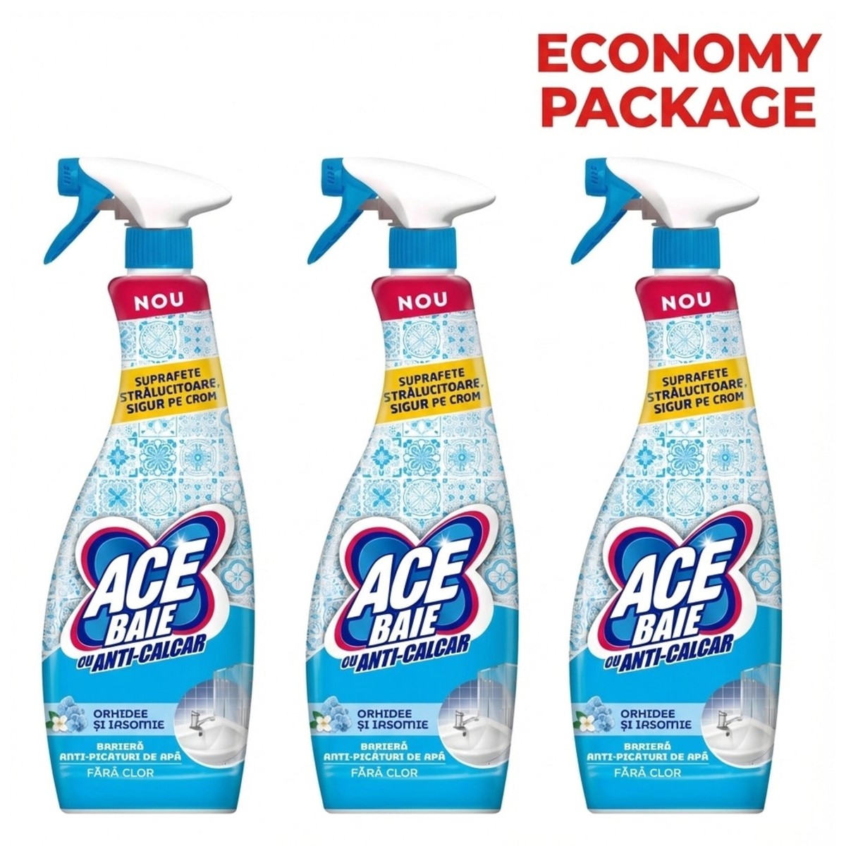 Spray, anti-limescale solution, for bathroom, 3 x 650 ml