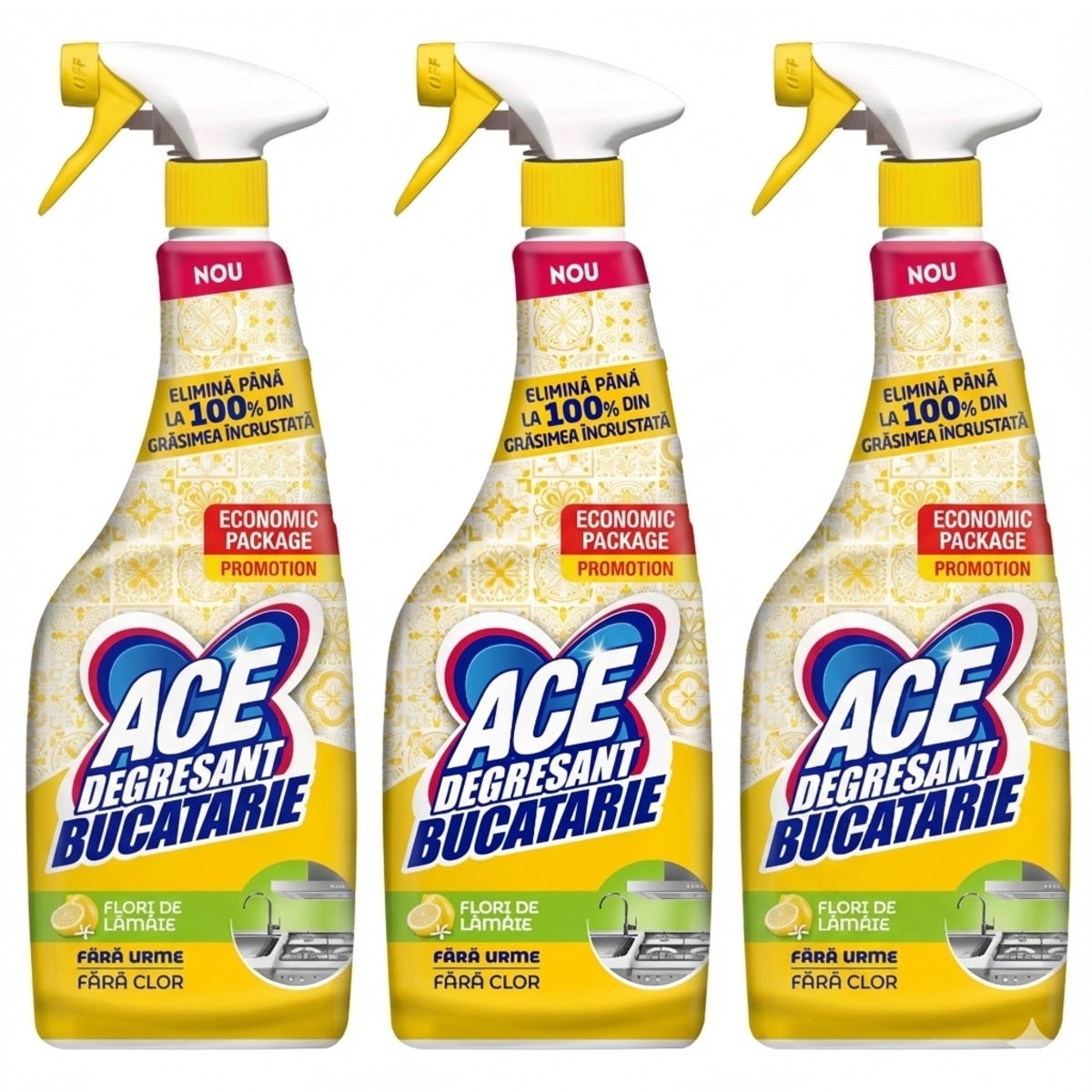 Spray, degreaser, for kitchen without chlorine, 3 x 650 ml