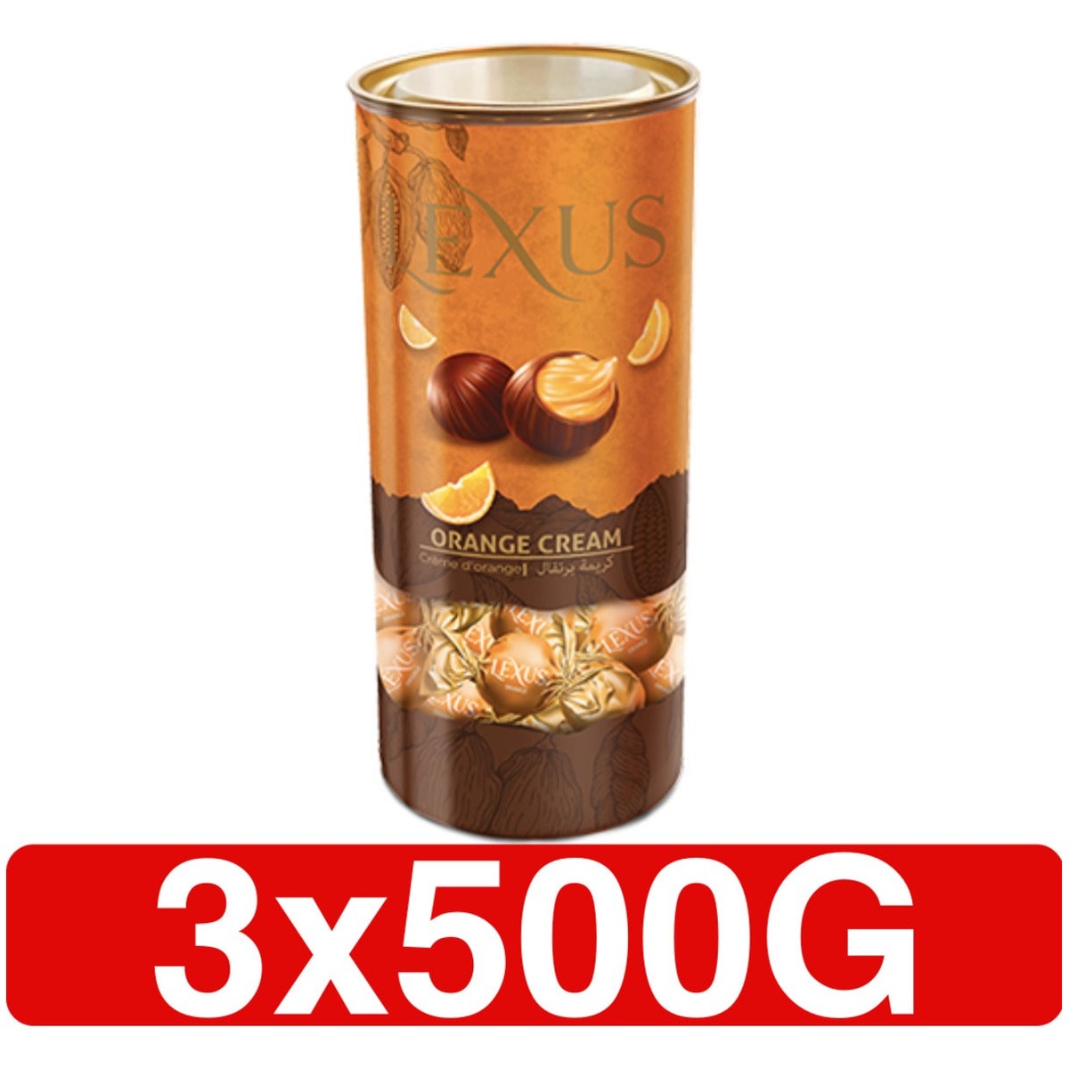 MILKY COMPOUND CHOCOLATE FILLED WITH ORANGE CREAM 3 X 500G