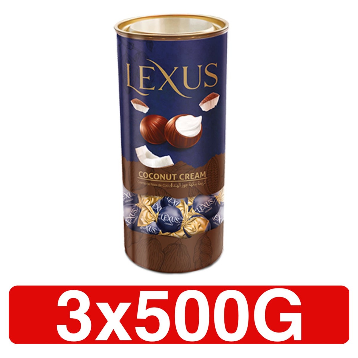 MILKY COMPOUND CHOCOLATE FILLED WITH COCONUT CREAM 3 X 500G