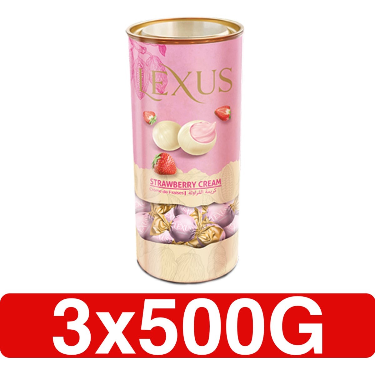 MILKY COMPOUND CHOCOLATE FILLED WITH STRAWBERRY CREAM 3 X 500G