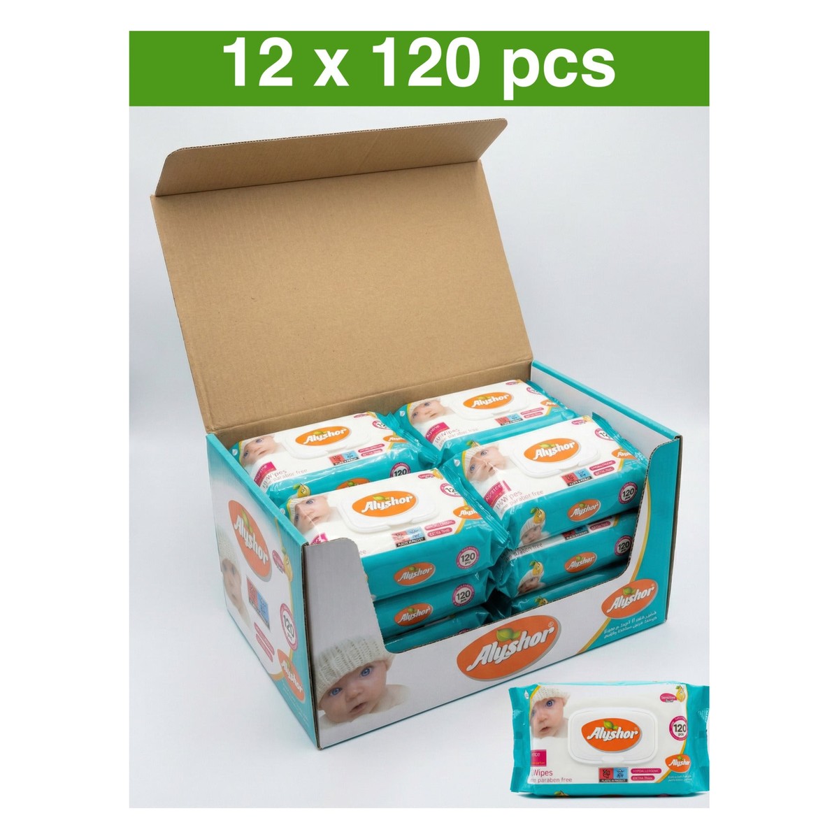 SET 12 x Baby Soft SuperSoft Wet Wipes - 120 pieces/pack
