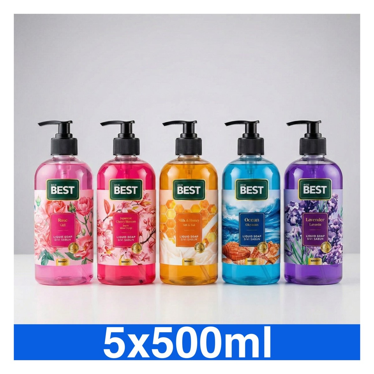 Eco Best Moisturizing Liquid Hand Soap Special Offer Pack - 5 x 500ml