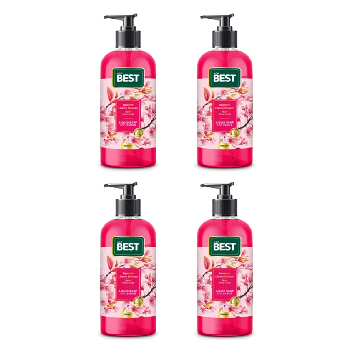 Japanese Cherry Blossom Scented Liquid Soap 500ml (Pack of 4)