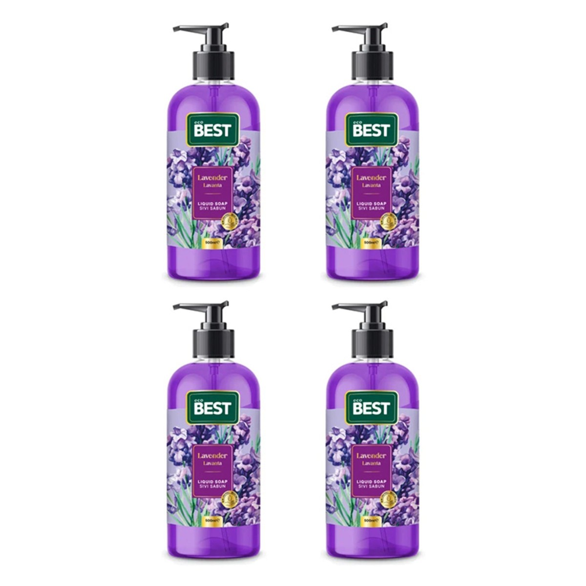 Lavender Scented Liquid Soap 500ml (Pack of 4)