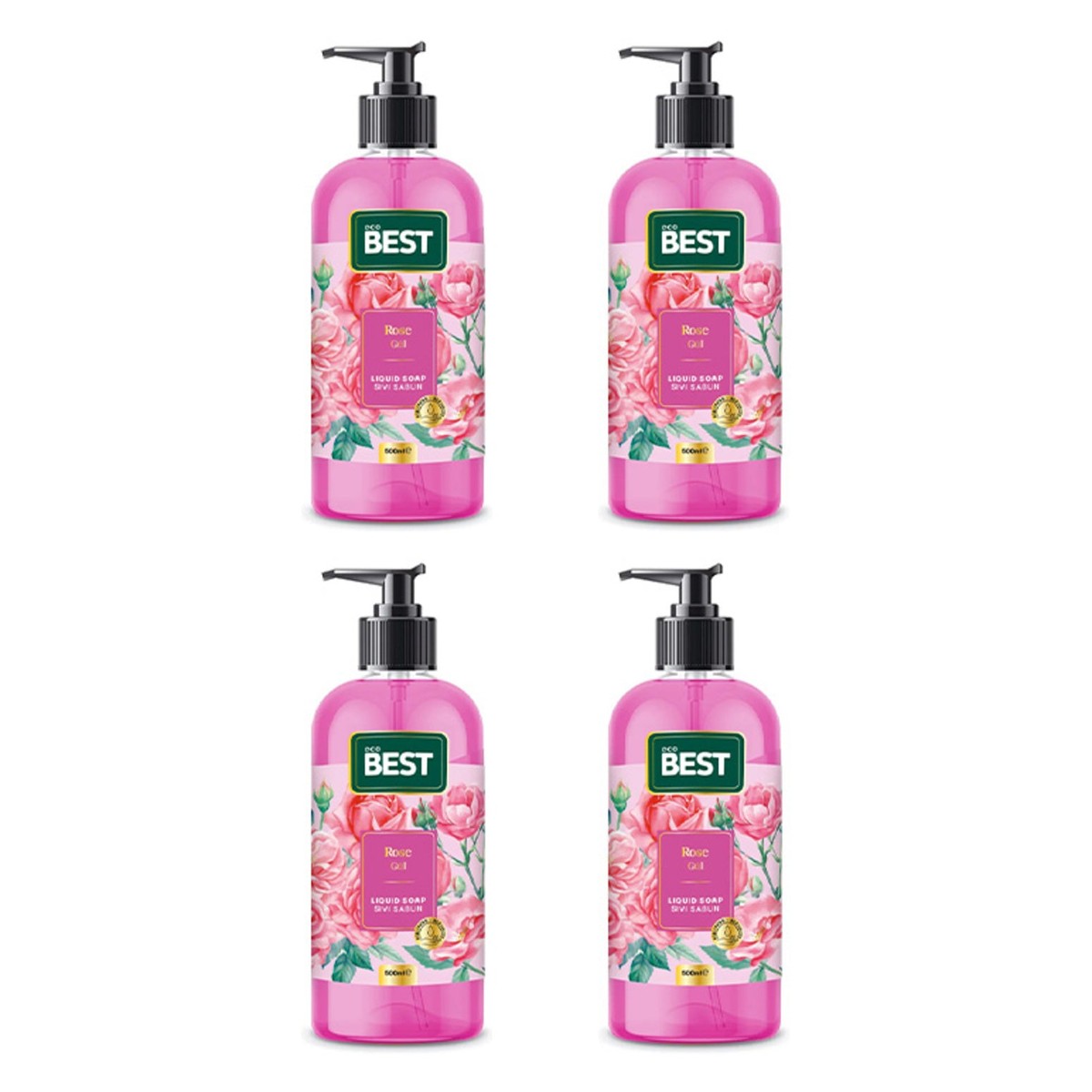 Rose Scented Liquid Soap 500ml (Pack of 4)