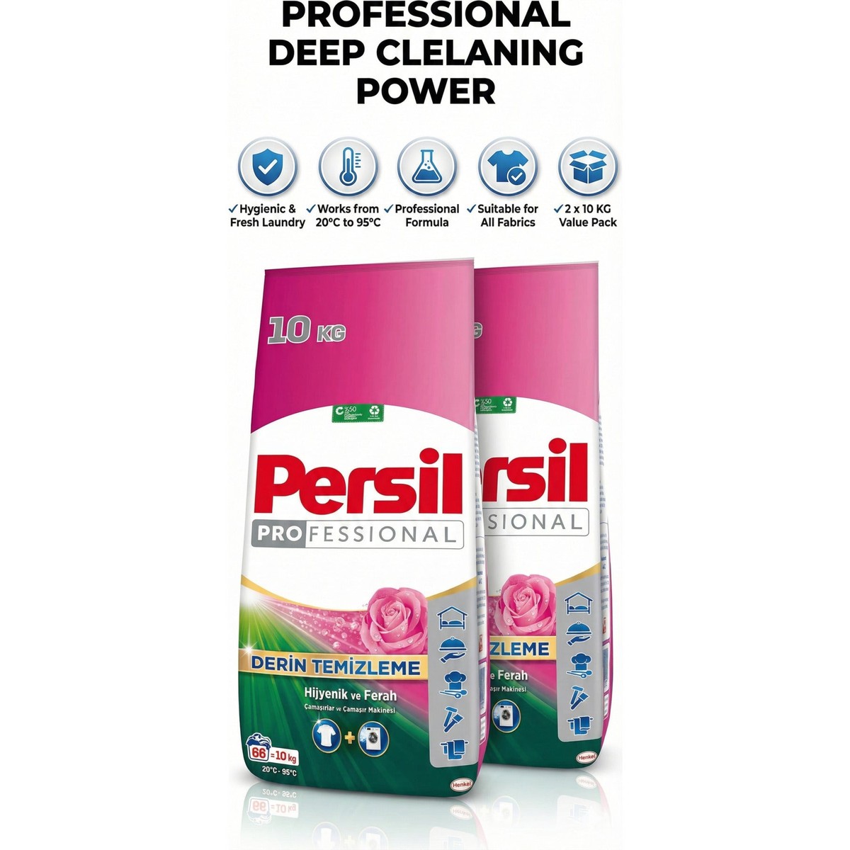 Professional Rose Powder Laundry Detergent 2 x 10 kg (122 Washes)
