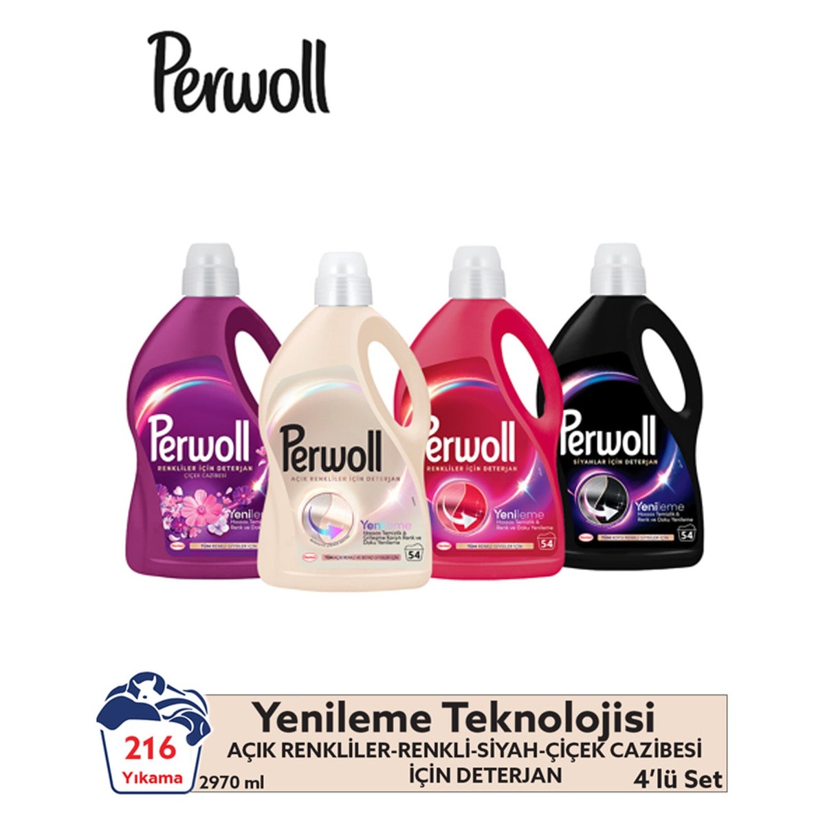 Liquid Laundry Detergent Sensitive 4X2.97L (212 Washes) - Black, Colored and Light Colors and Floral Charm