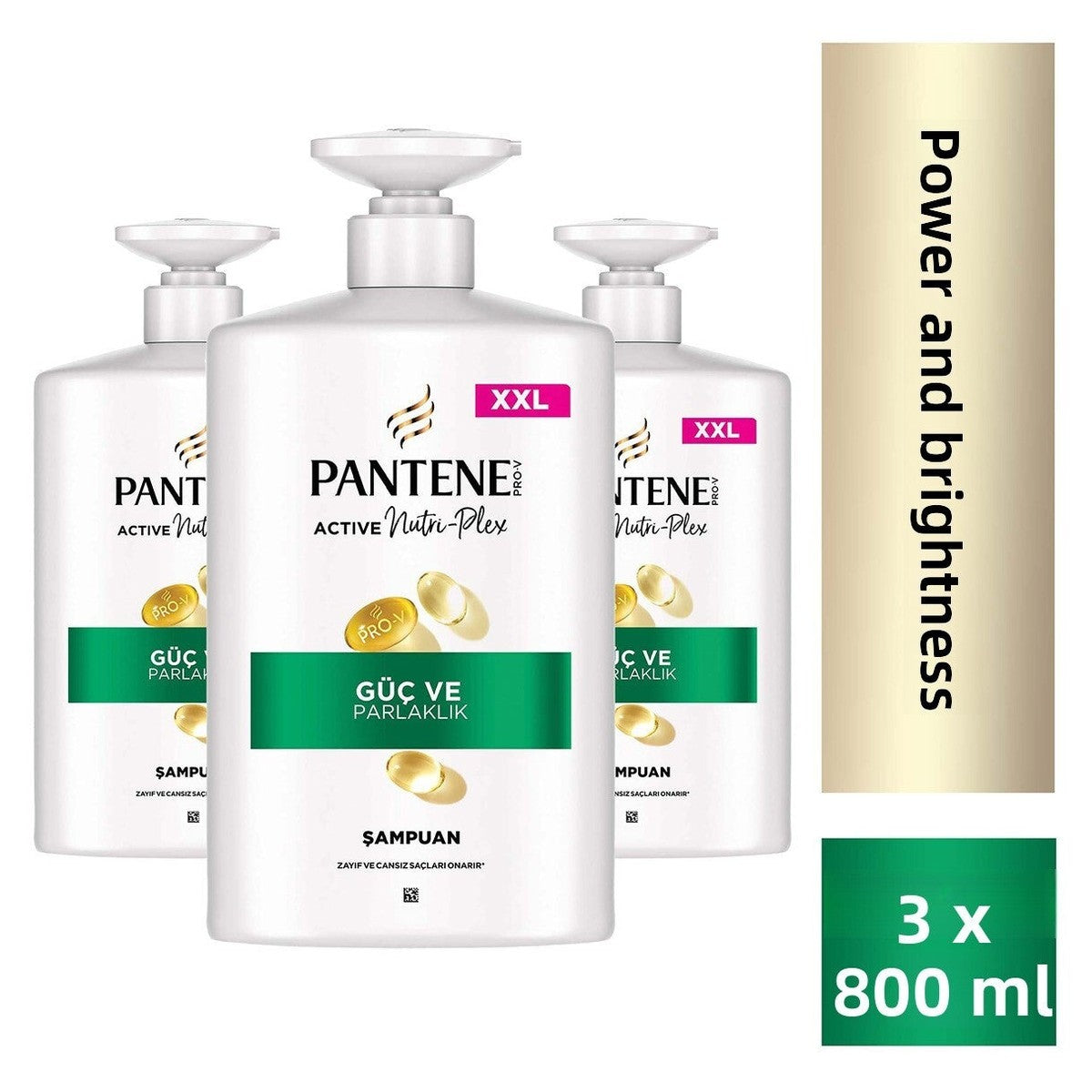 " Pro-V Güç & Parlaklık Şampuan 800ml Pompalı Şişe. Zayıf ve Mat Saçlar için x 3 Adet"