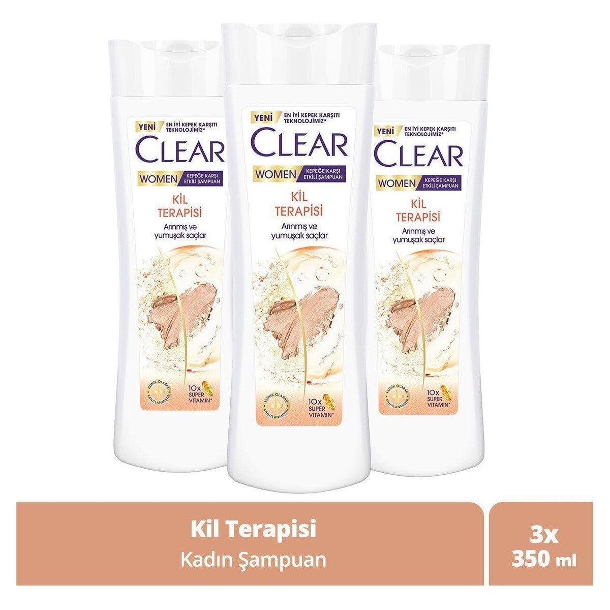 Women Kepeğe Karşı Etkili Şampuan Kil Terapisi 350 ml X3
