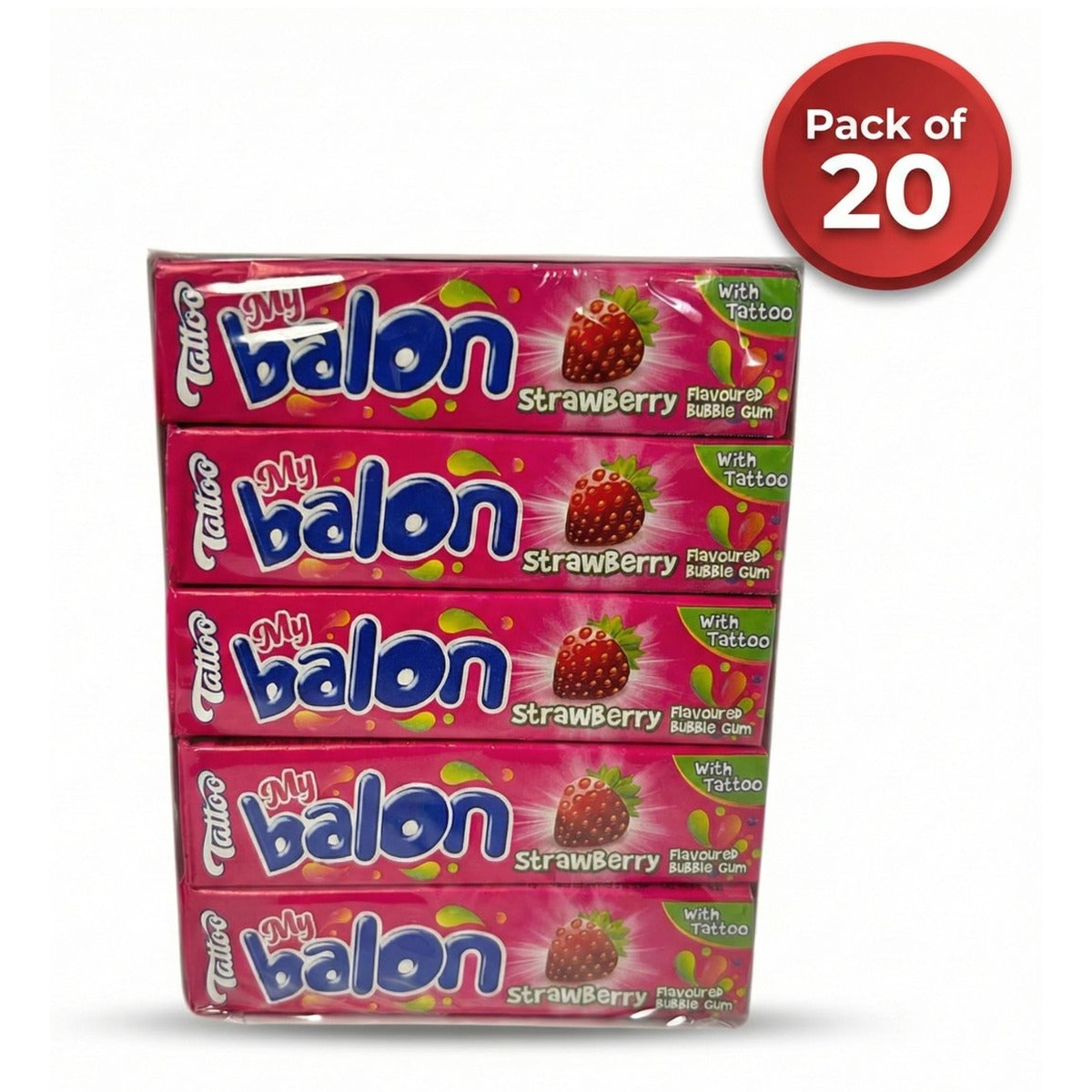 My Balon Fruit Bubble Gum with Tattoos. Delicious flavors & fun inside!