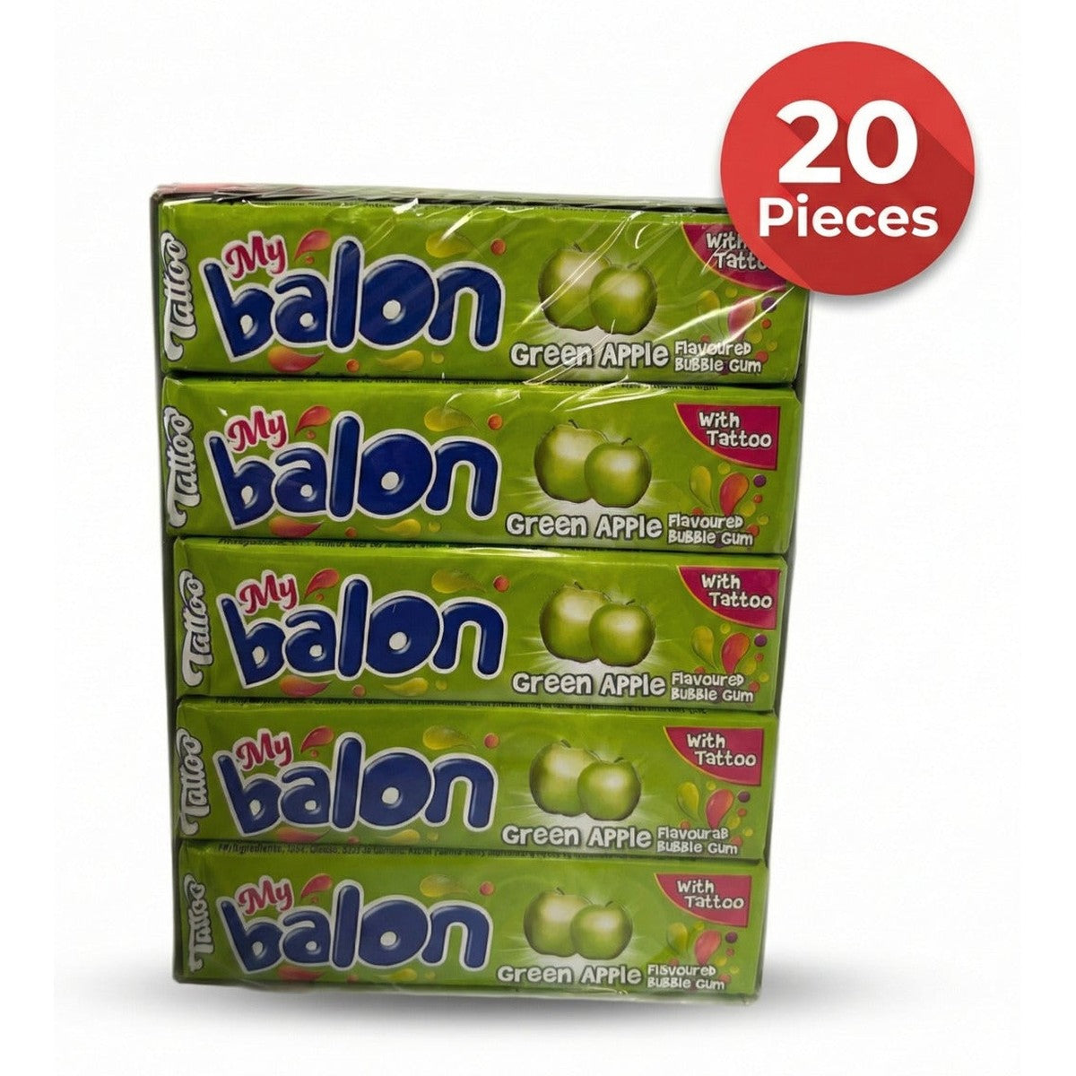 My Balon Fruit Bubble Gum with Tattoos. Delicious flavors & fun inside! - 20 PCS -
