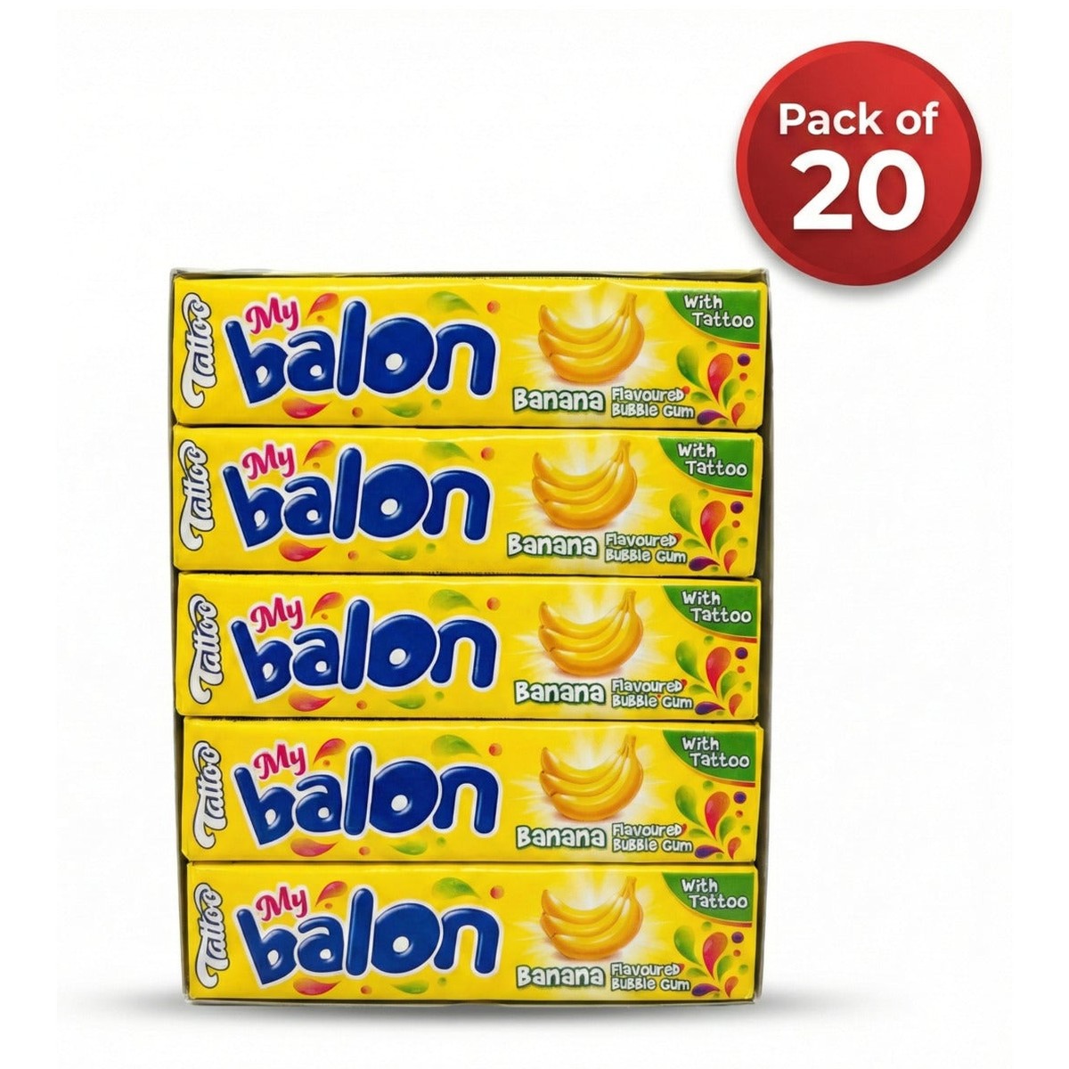My Balon Fruit Bubble Gum with Tattoos. Delicious flavors & fun inside! - 20 PCS -
