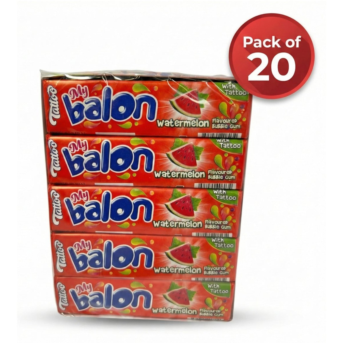 My Balon Fruit Bubble Gum with Tattoos. Delicious flavors & fun inside! - 20 PCS -