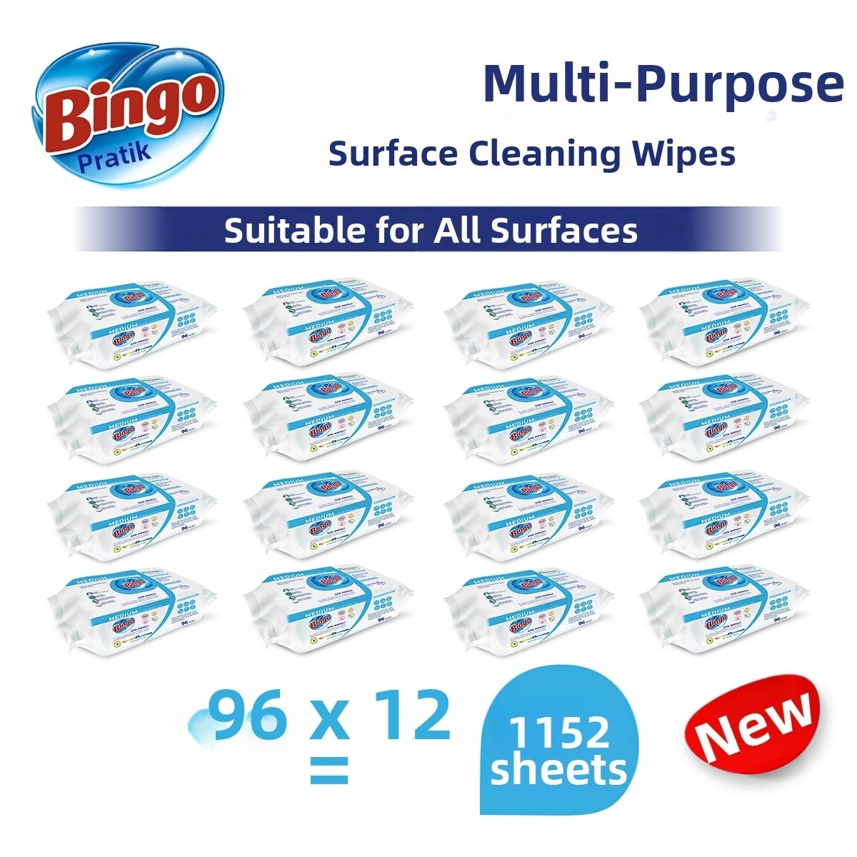 Surface Cleaning Towels, White Soap Scented, 96 Pieces X12 (1152 Sheets)