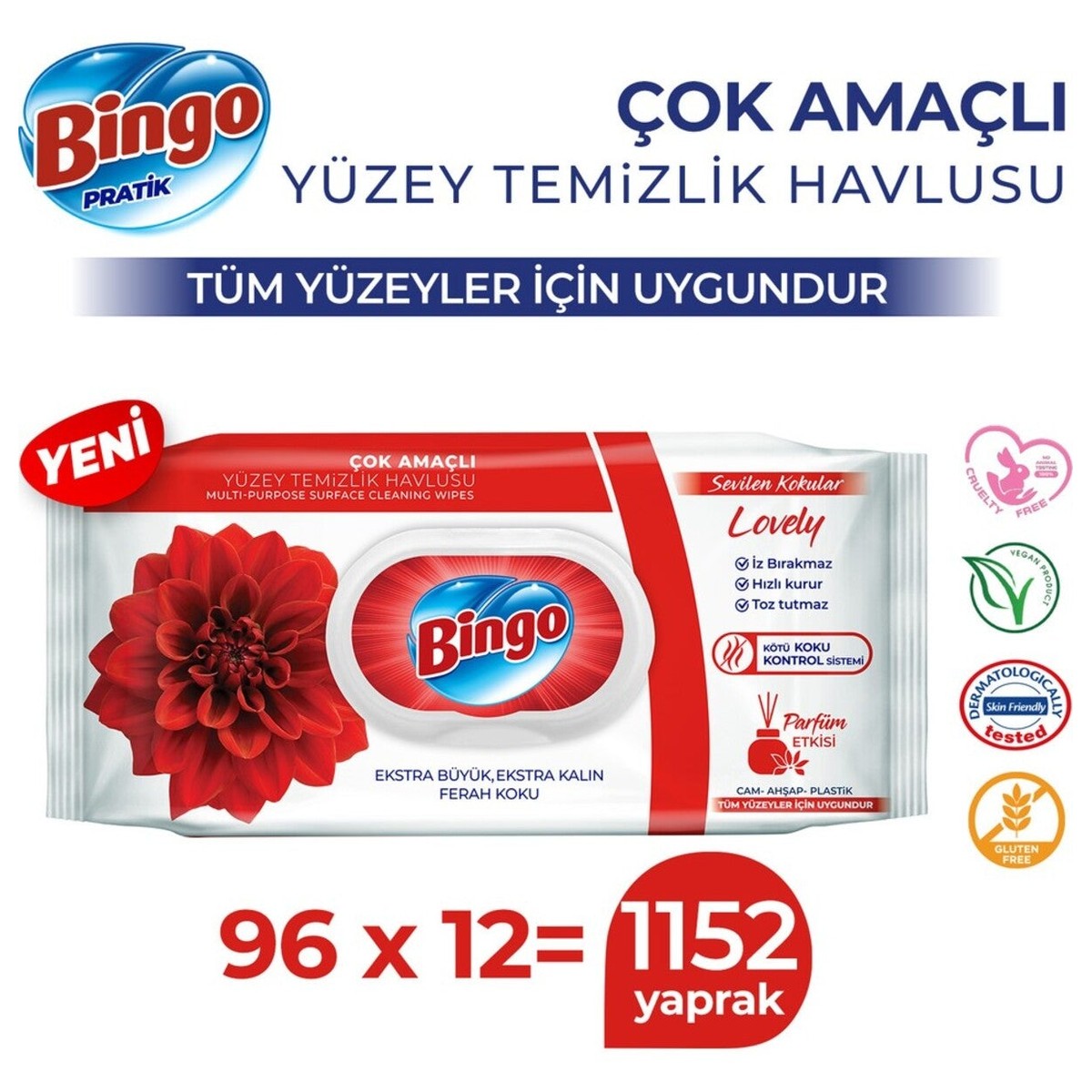 Surface Cleaning Towels, Beloved Scents, Lovely 96 Pieces X12 (1152 Sheets)