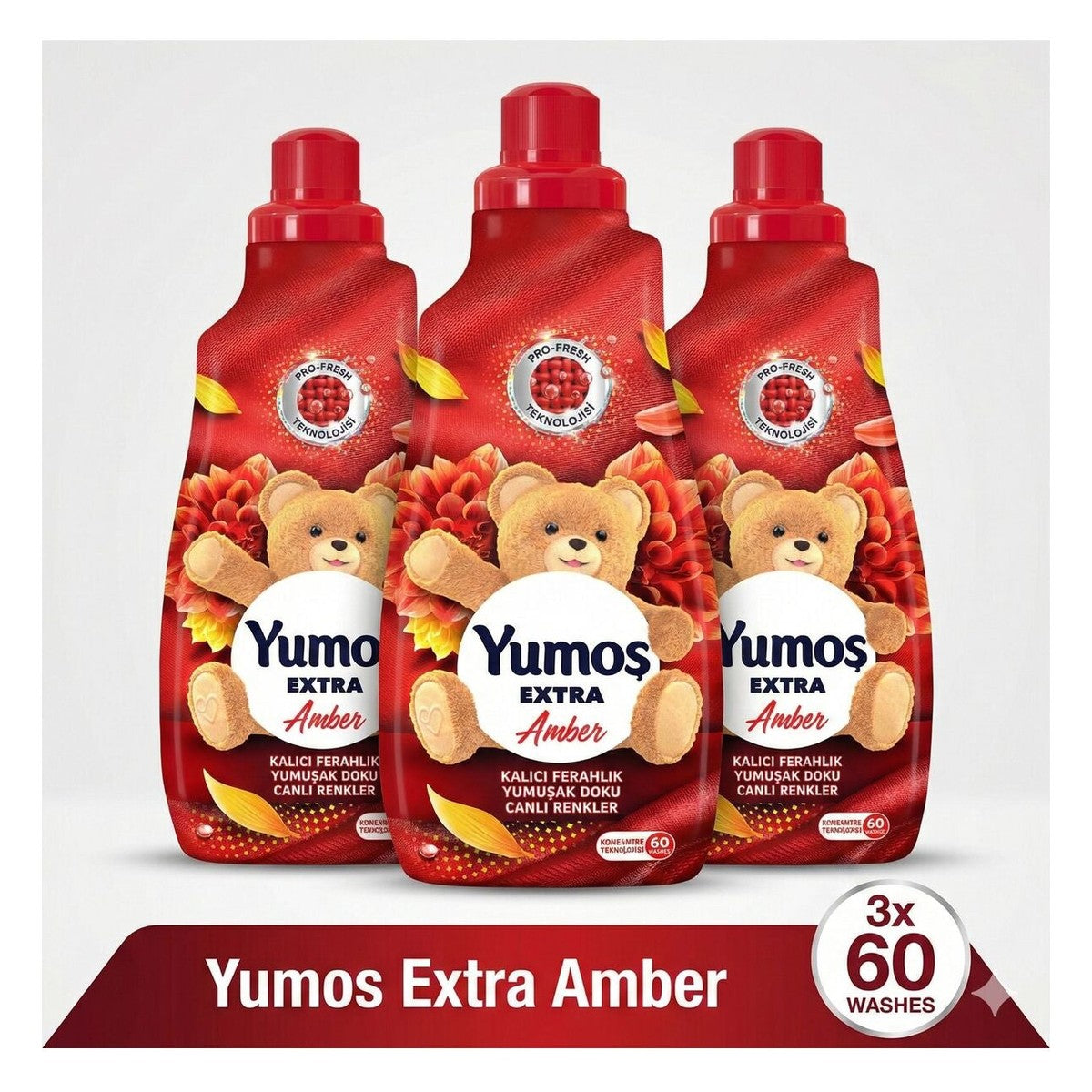Yumos Extra Amber Concentrated Fabric Softener 1440ml X3
