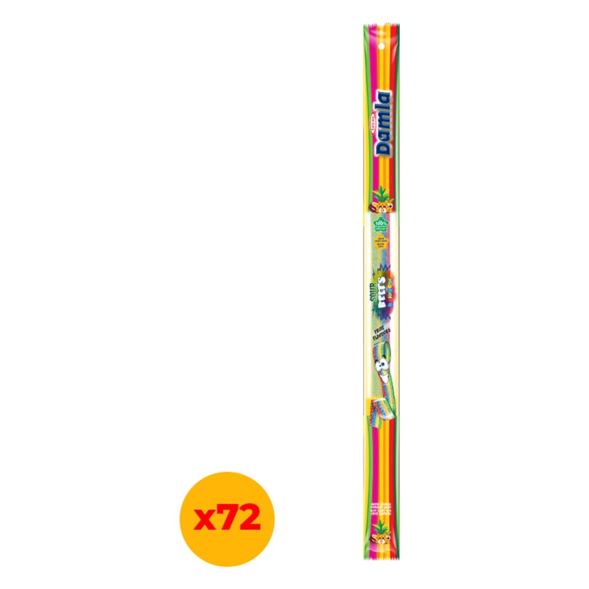 Damla Sour Belts Licorice Rainbow Karton Kutu 15 Gr X 72 Adet Kutulu