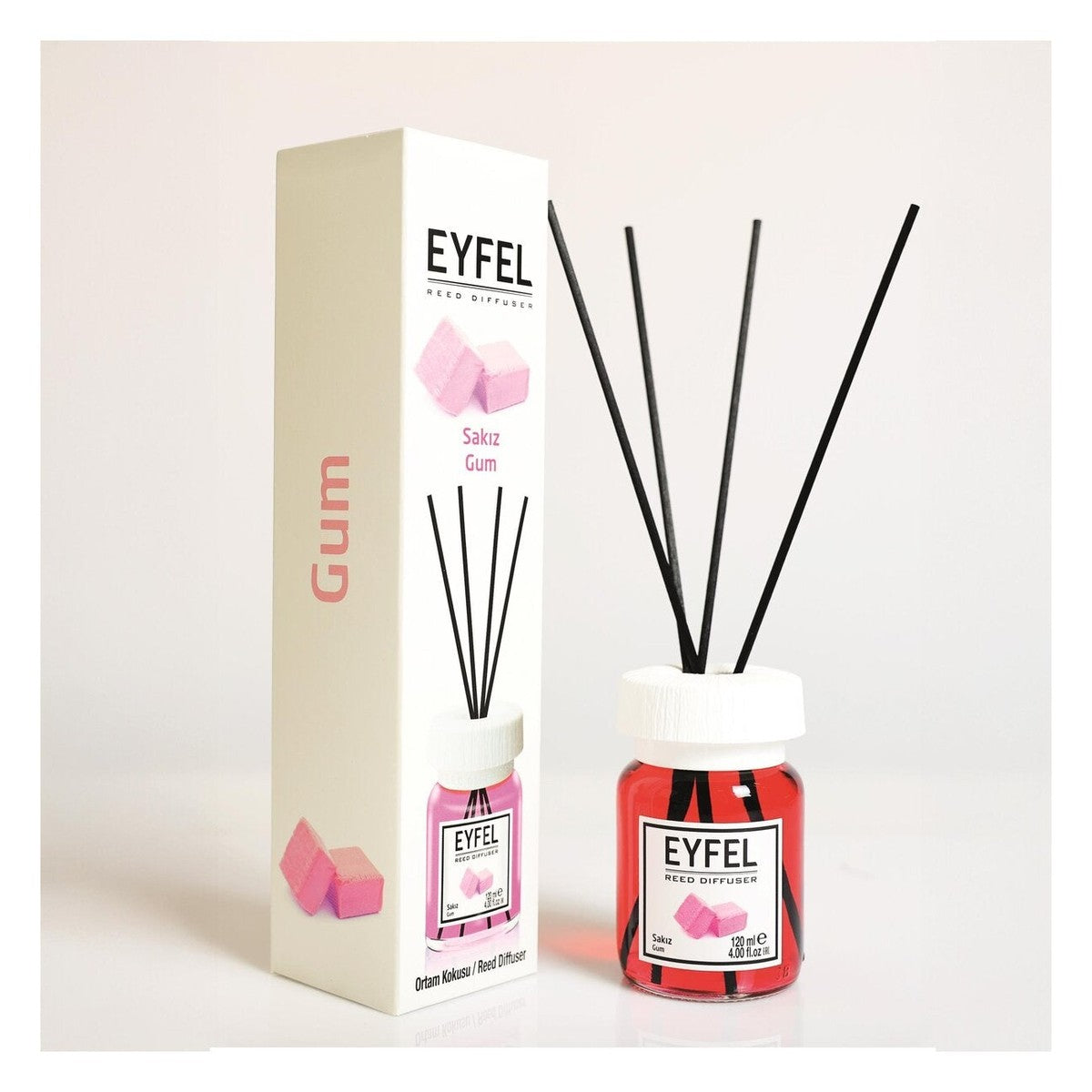 Room Freshener with Sticks, Gum, 120ml x4