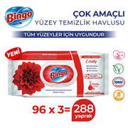 Yüzey Temizleme Havlusu Sevilen Kokular Lovely 96 Adetx3 (288 Yaprak)