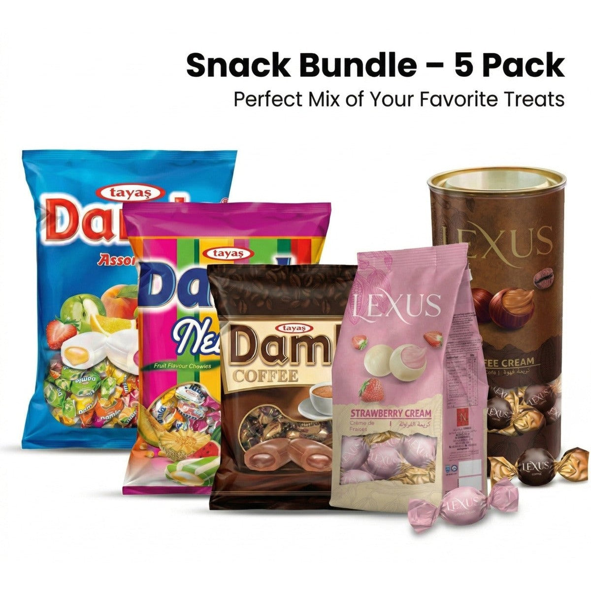 5-Piece Snack Bundle 4.3kg - Fruit Chews, Coffee Candy & Chocolate Mix Pack