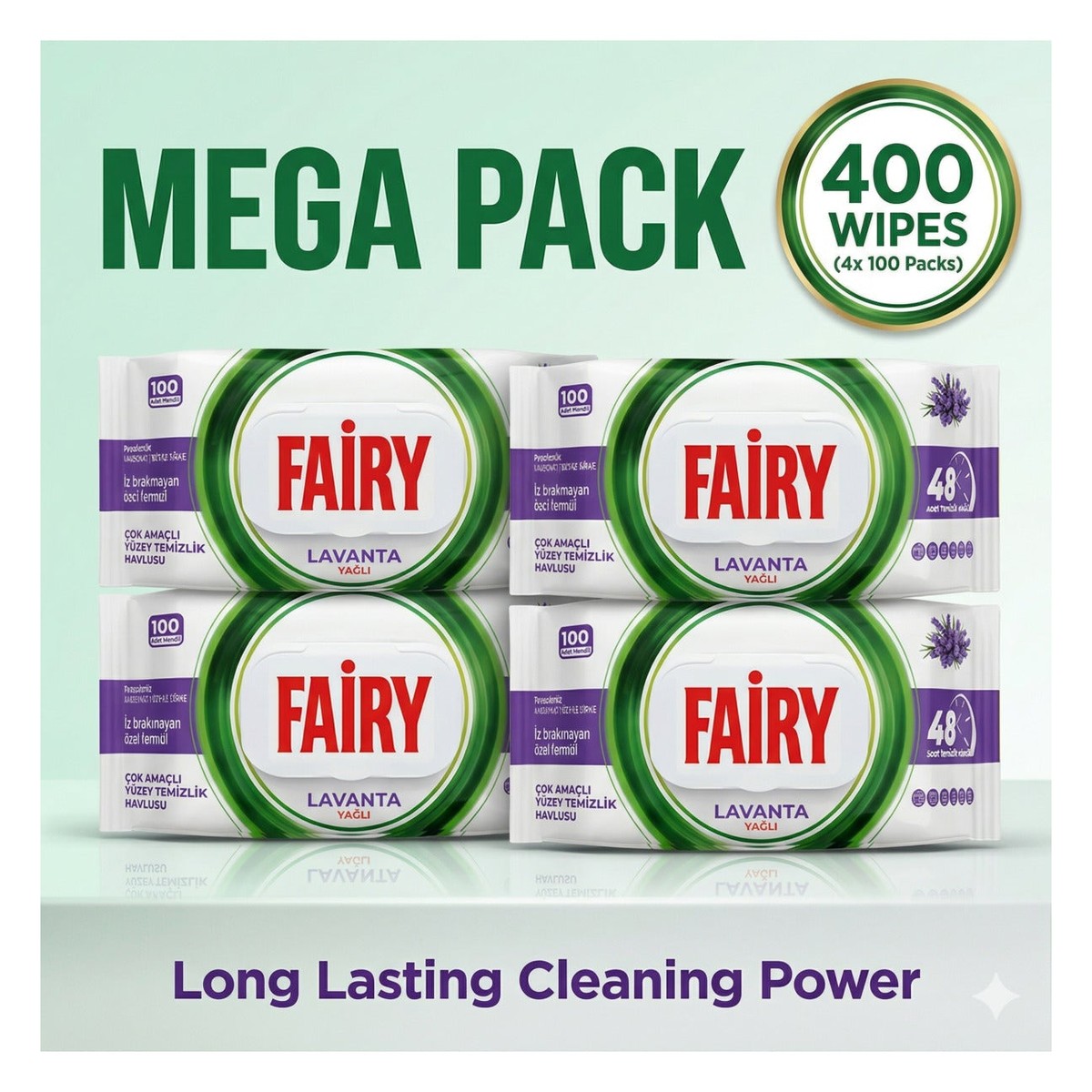 Surface Cleaning Wipes, Lavender x4 Pack (Total 400 wipes)