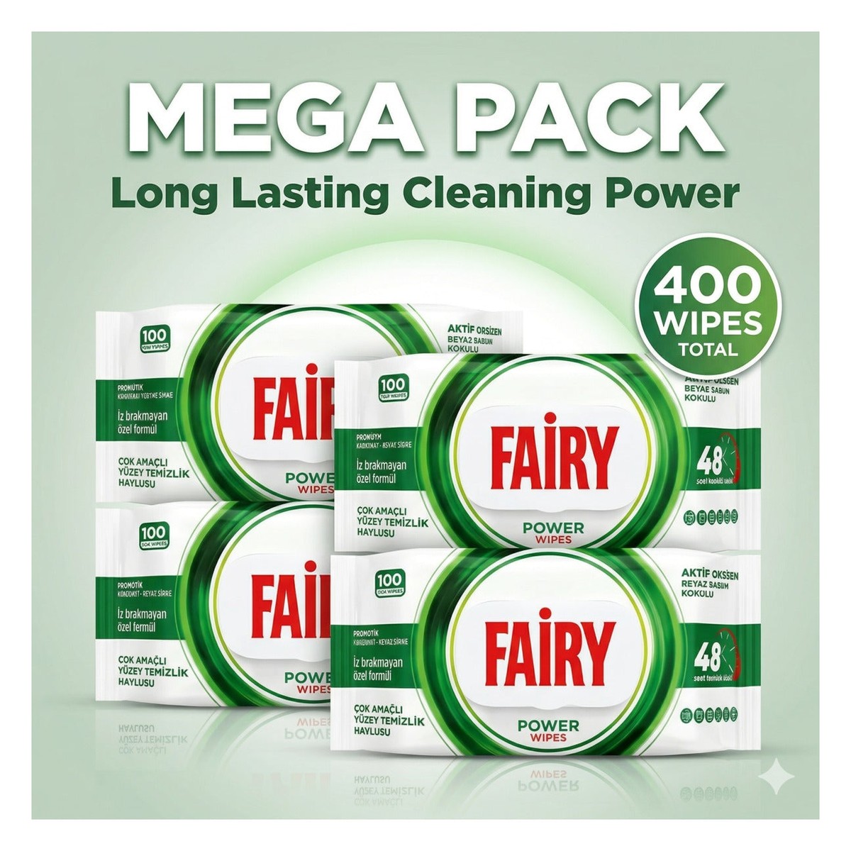 Surface Cleaning Power Wipes x4 Pack (Total : 400 Wipes )