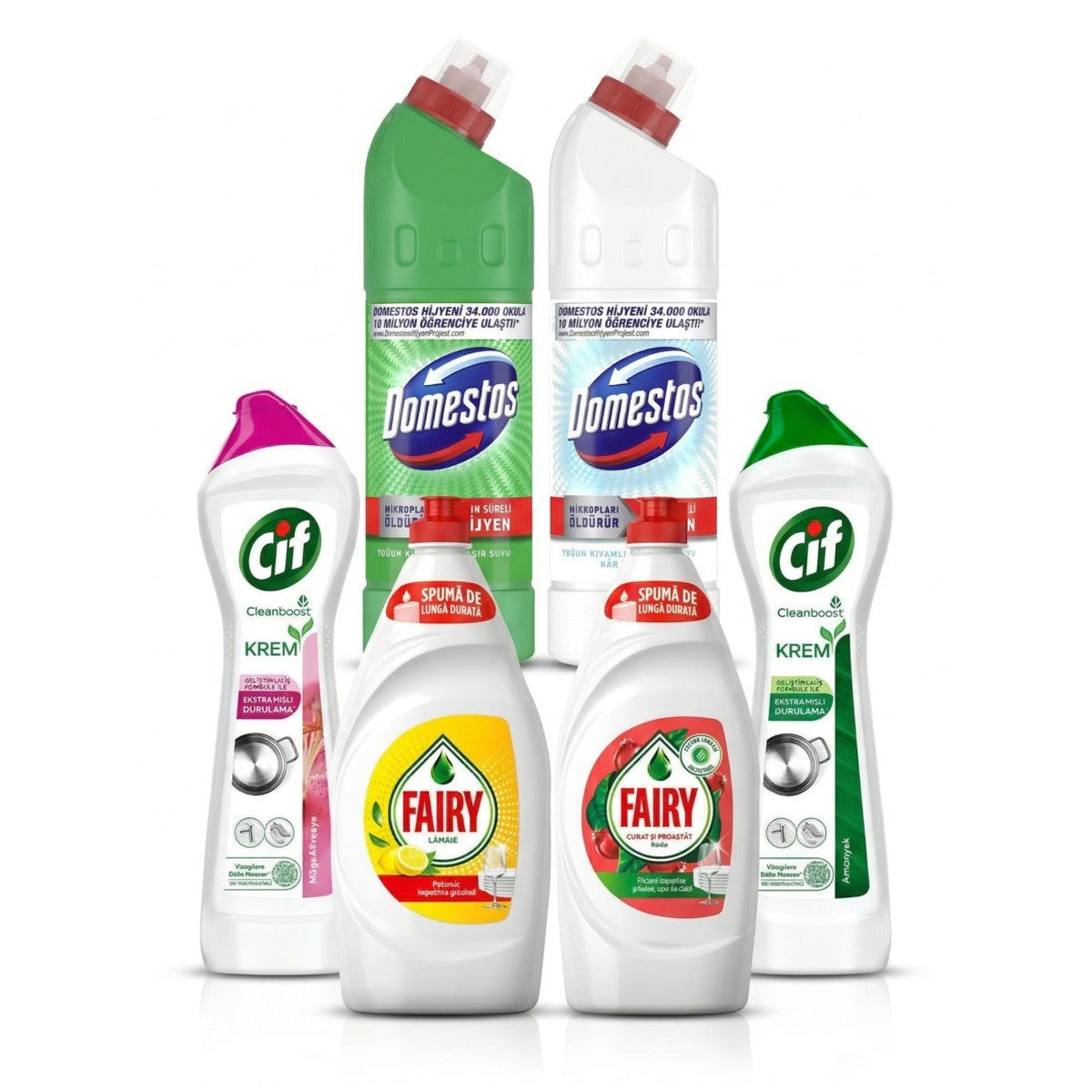 6-Piece Home Set: 2x Domestos 750ml, 2x Cif 500ml, 2x 750ml