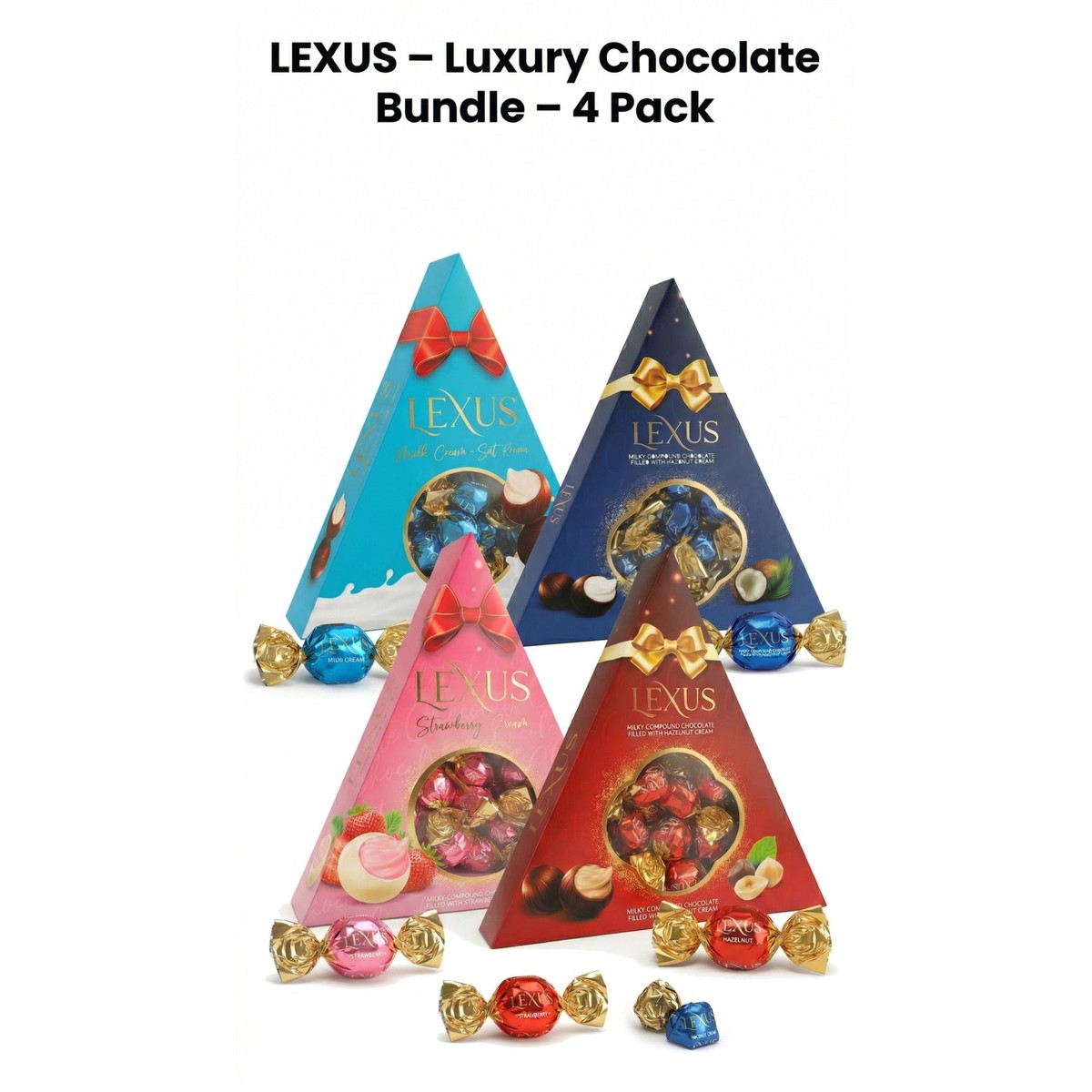 Premium Chocolate Gift Bundle 4-Pack -Milk, Nut, Berry & Coco (120G x 4 )