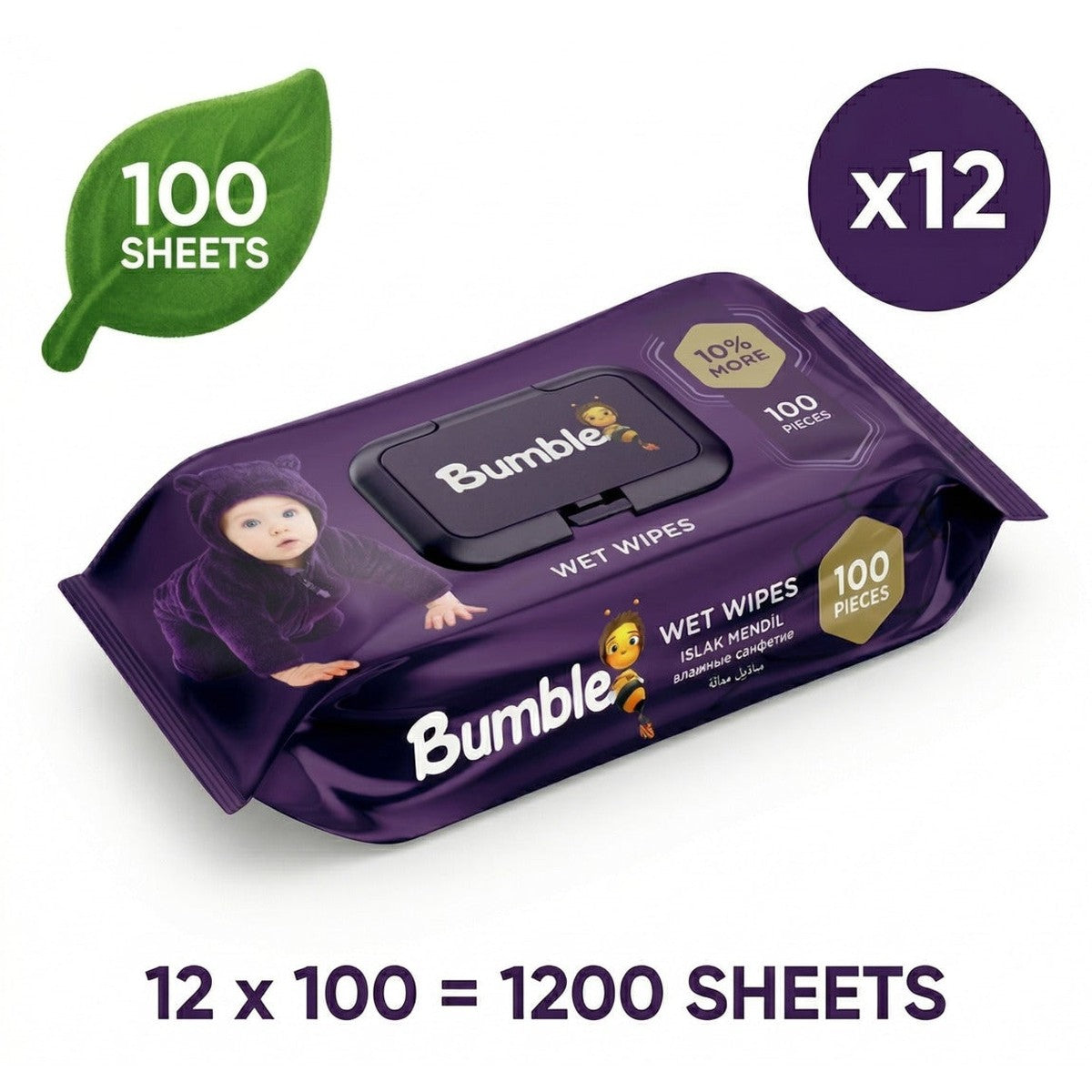 12-Pack Premium Baby Wipes (1200 Total)! Gentle Care for Babies.