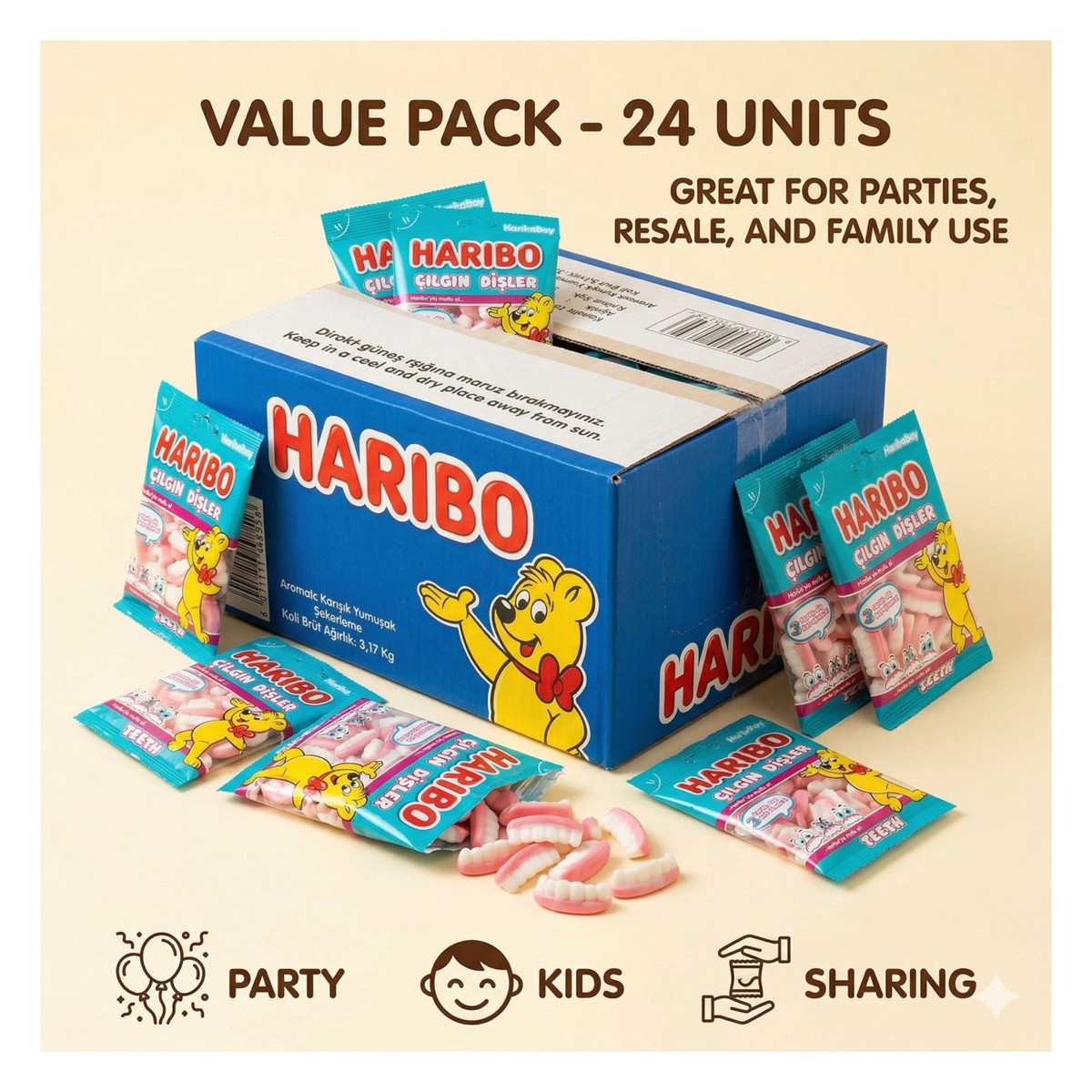 Crazy Teeth Gummies Box| 24x70g Halal Candy Pack