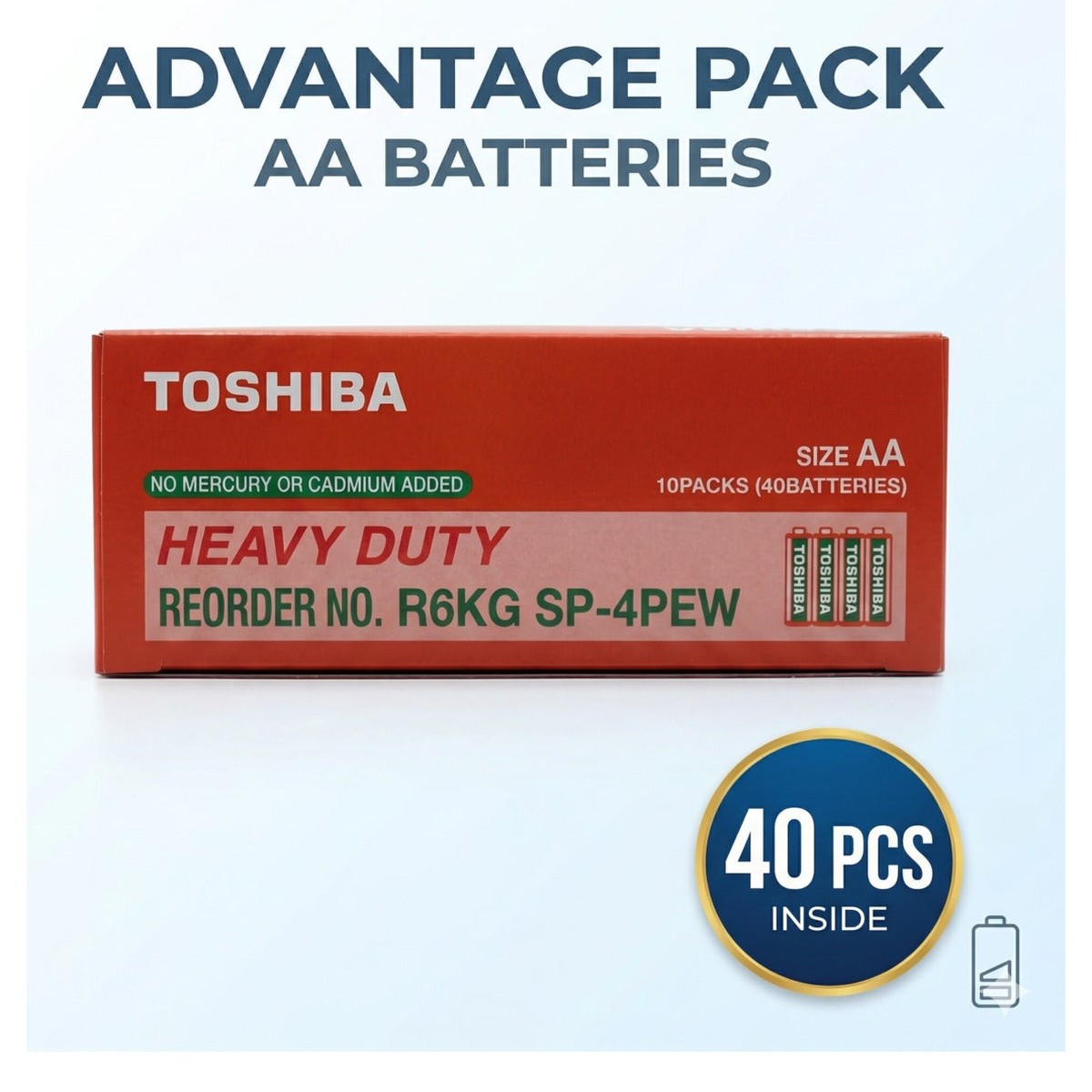 AA R6 Battery 40 Pack Heavy Duty Long Lasting Power Advantage Box