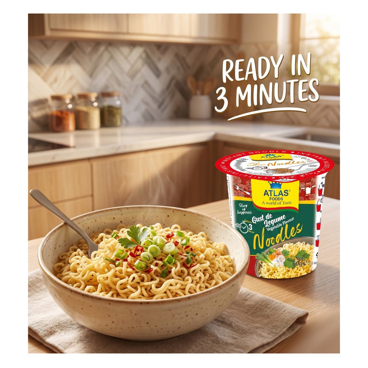 Foods Vegetable Cup Noodles (6 x 60g) - Ready in 3 Minutes, Convenient and Delicious!